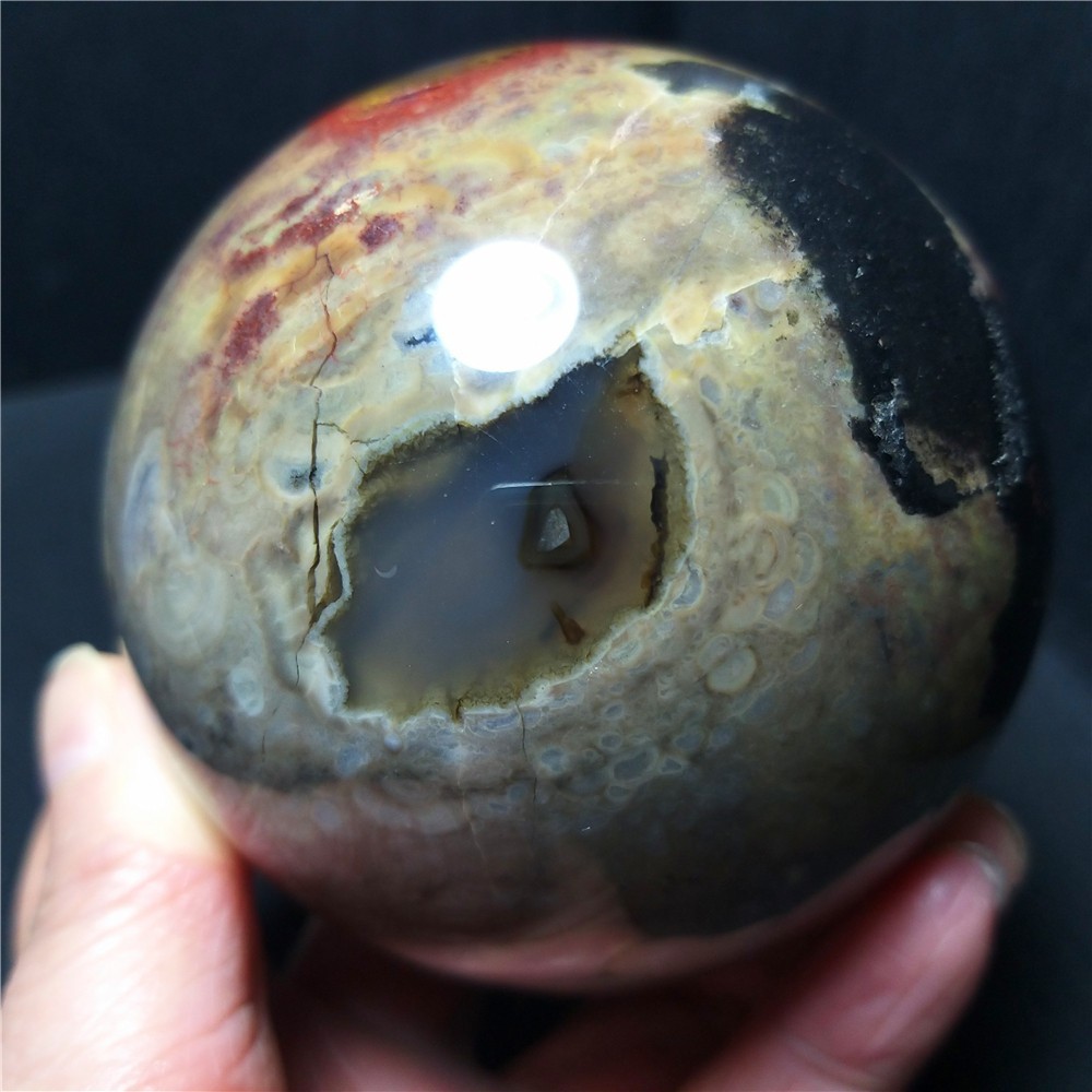 TOP 664G 78mm Natural Polished Colorful Agate Stone Sphere Ball Healing Ca900