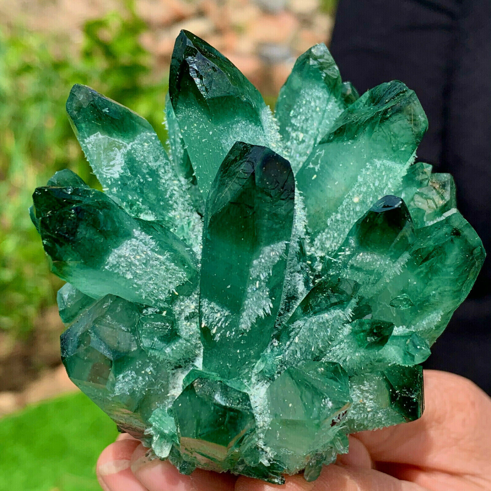 400g+ New Green Phantom Quartz Crystal Cluster Mineral Specimen Reiki Healing