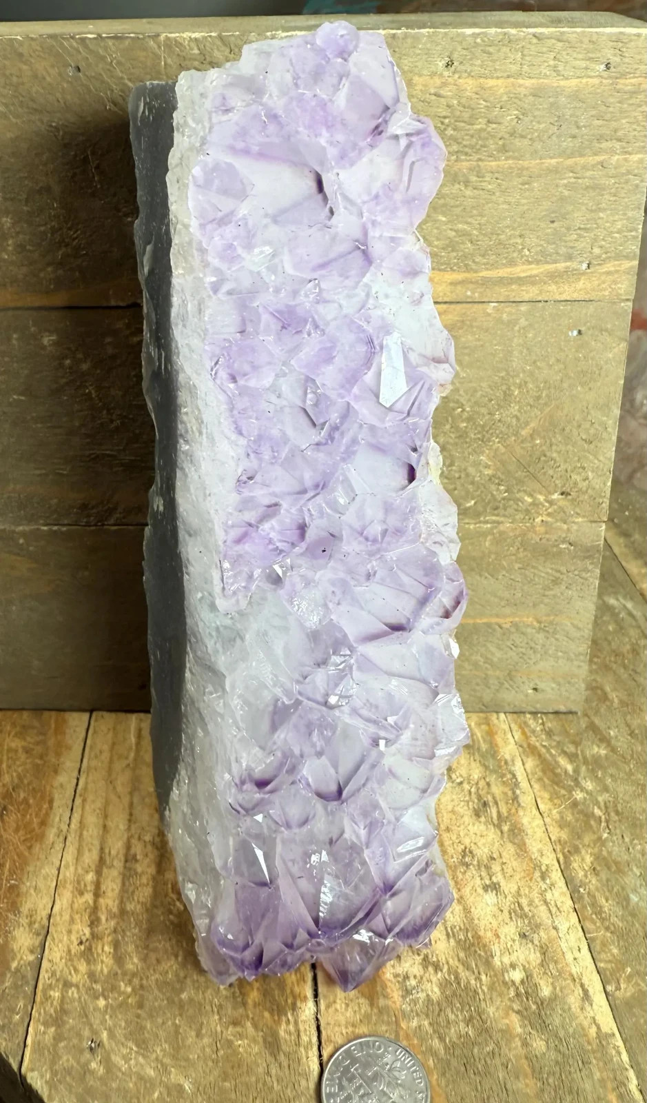 6 Inches Standing Amethyst Cluster – Brazilian Druzy Geode with Cut Base