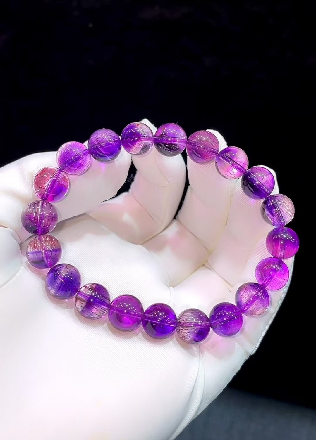 10mm Top Natural purple Super Seven Quartz Crystals Bracelet Healing Gems AAAA