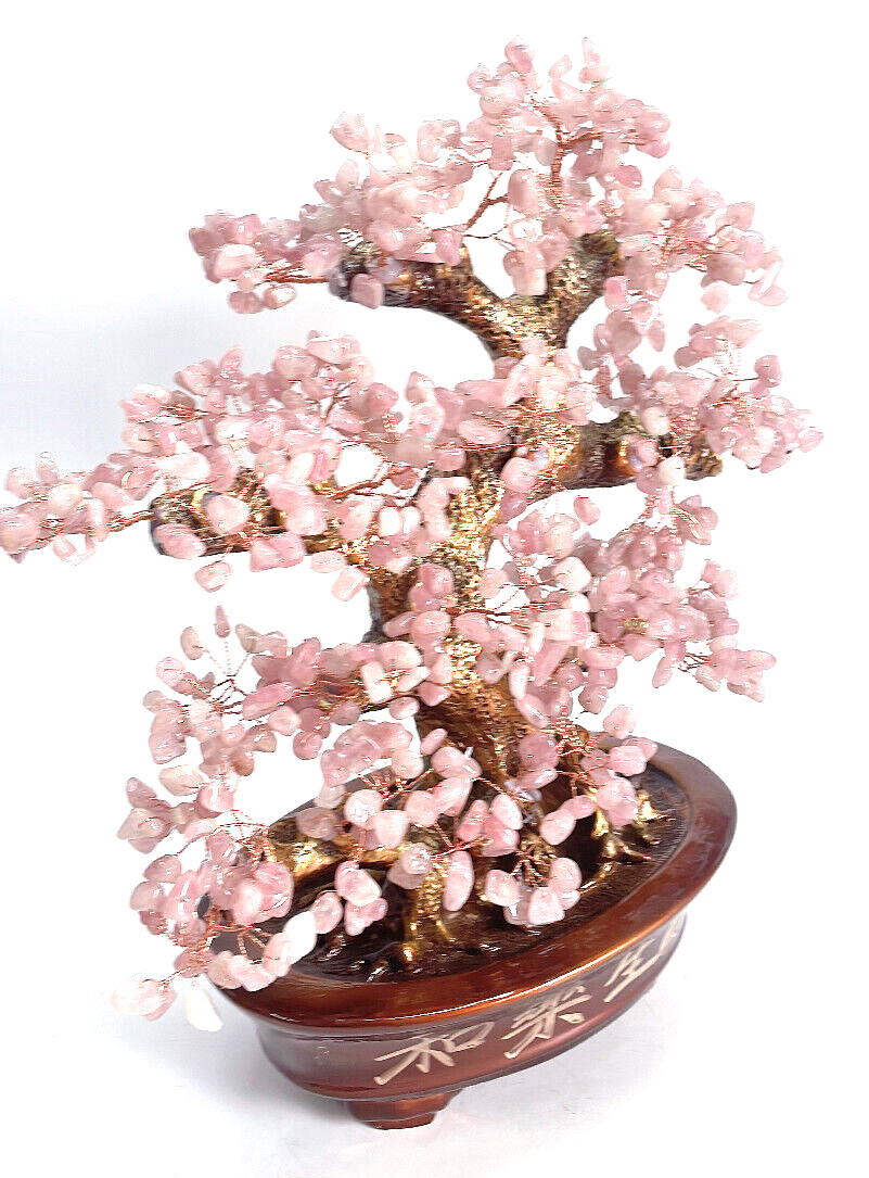 H :14 in Housewarming Gift Natural Rose Quartz Crystal Money Lucky Fortune Treer