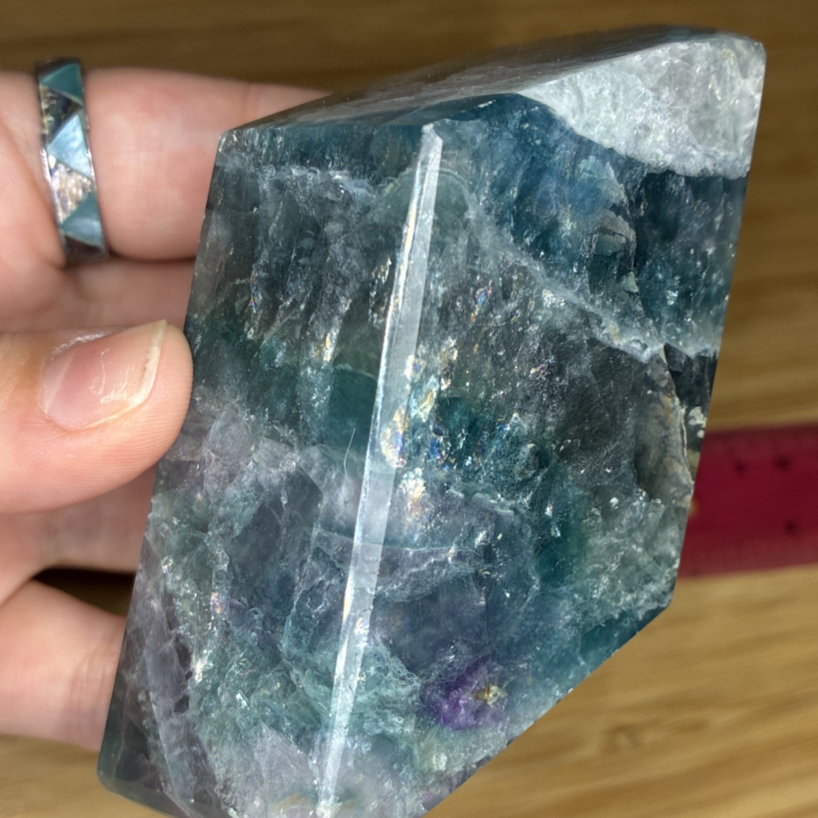 Polished Fluorite Multicolored Freeform Crystal Specimen Display Piece