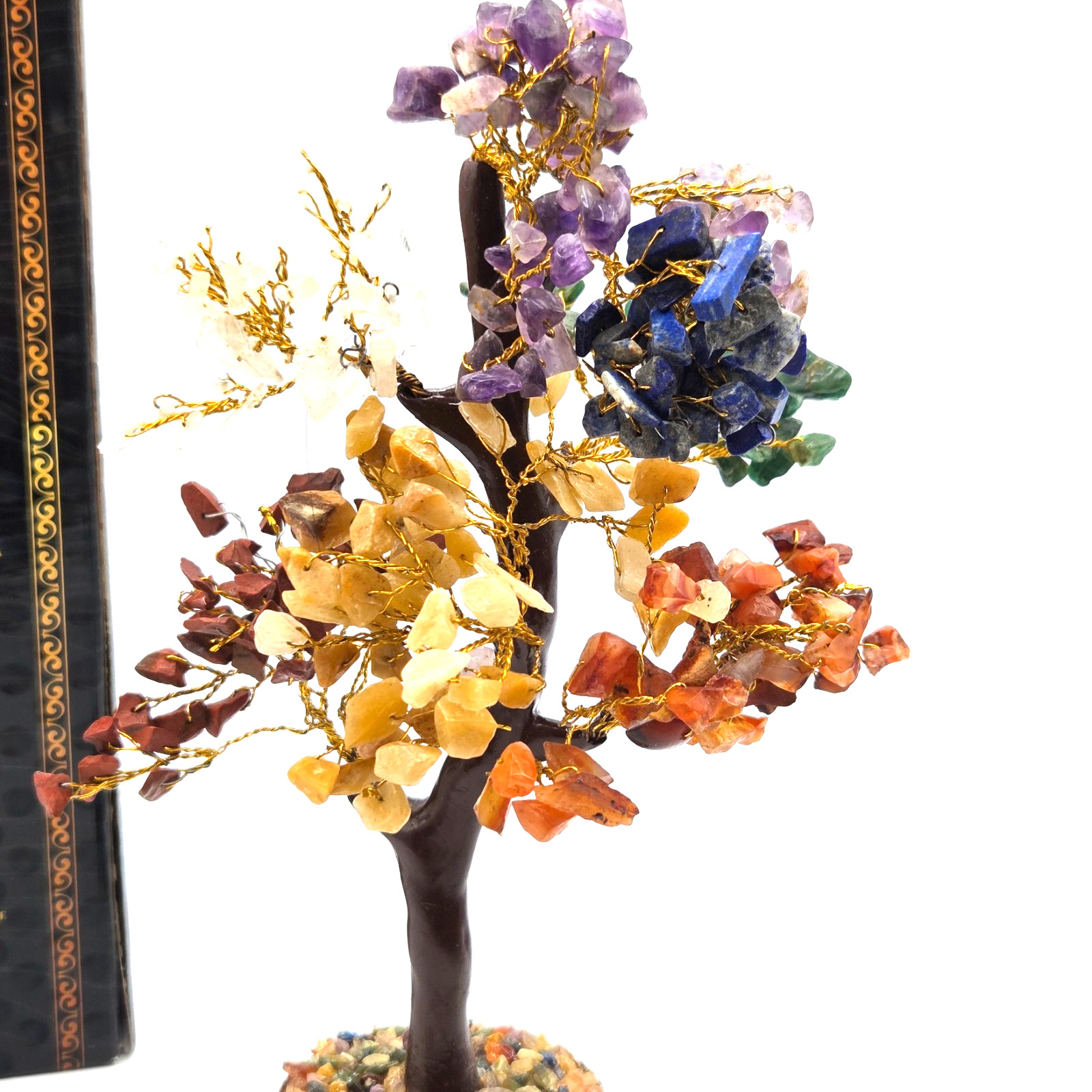 YATSKIA 7 Chakra Tree of Life Crystals and Healing Stones Gold Wire NEW in BOX