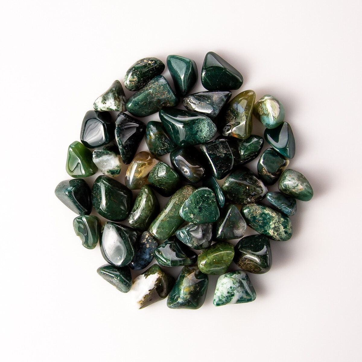 1/2 lb Tumbled Green Moss Agate Gemstone Crystals 35-60 Stones Gem Rock Specimen