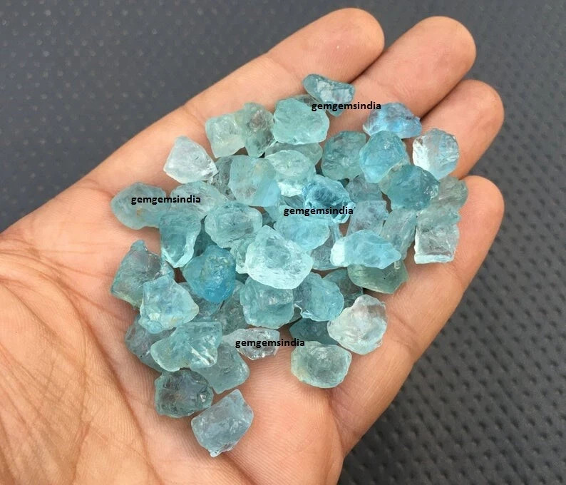 15 Pieces Natural Blue Aquamarine Raw Size 10-12 MM Aquamarine Rough Stone Bulk