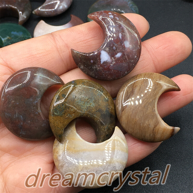 100pcs Natural ocean jasper moon Carved Quartz Crystal Skull Gift 28mm-wholesale