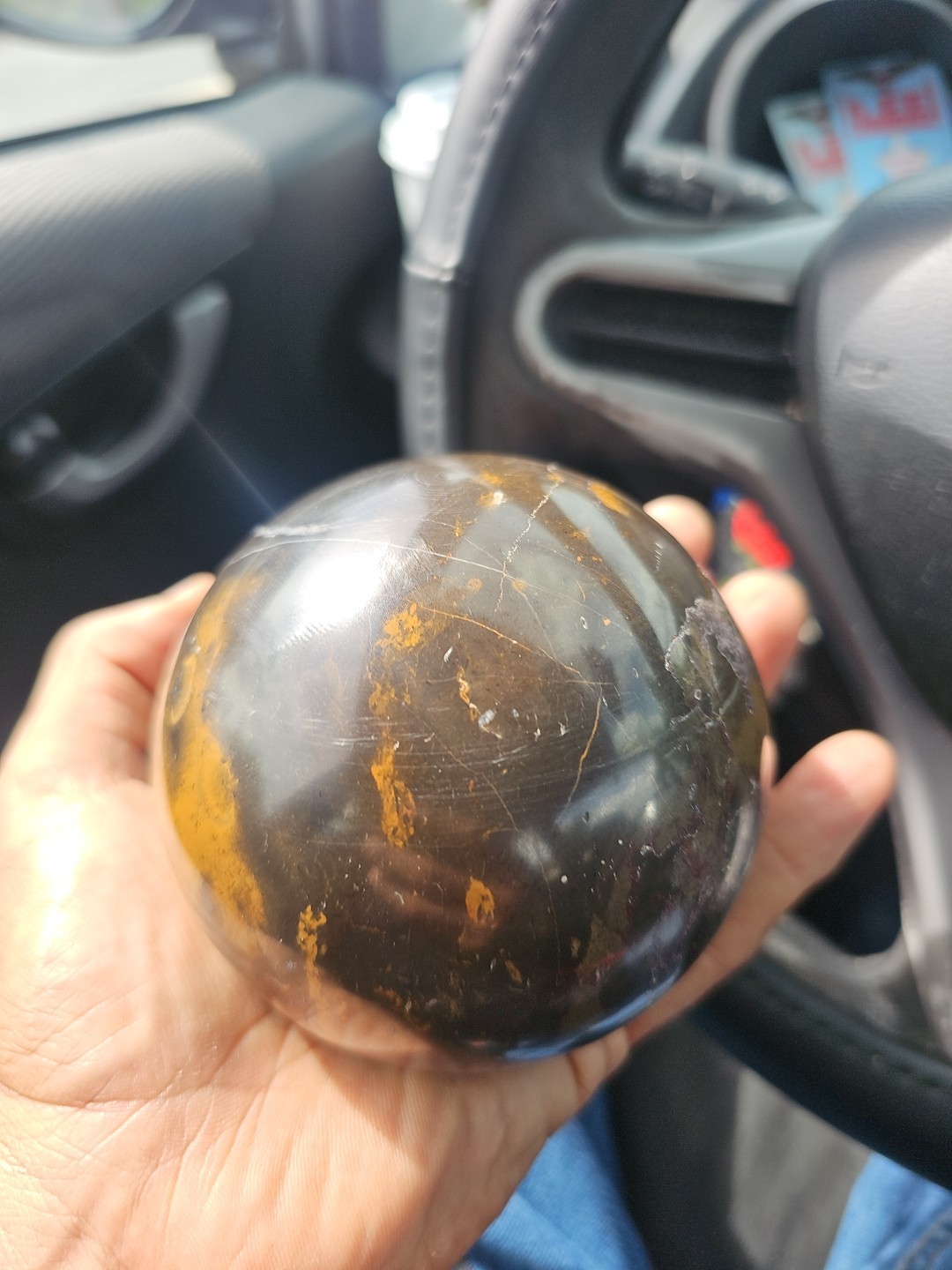 VTG Large Polished Marble Ball Sphere Round Paperweight Figurine Boulders 2.5″