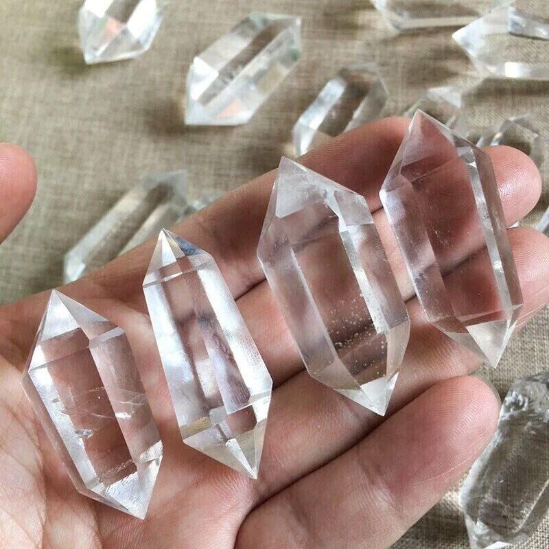 4pc Natural Clear Quartz double Obelisk Crystal Wand Tower Point HealingWholes