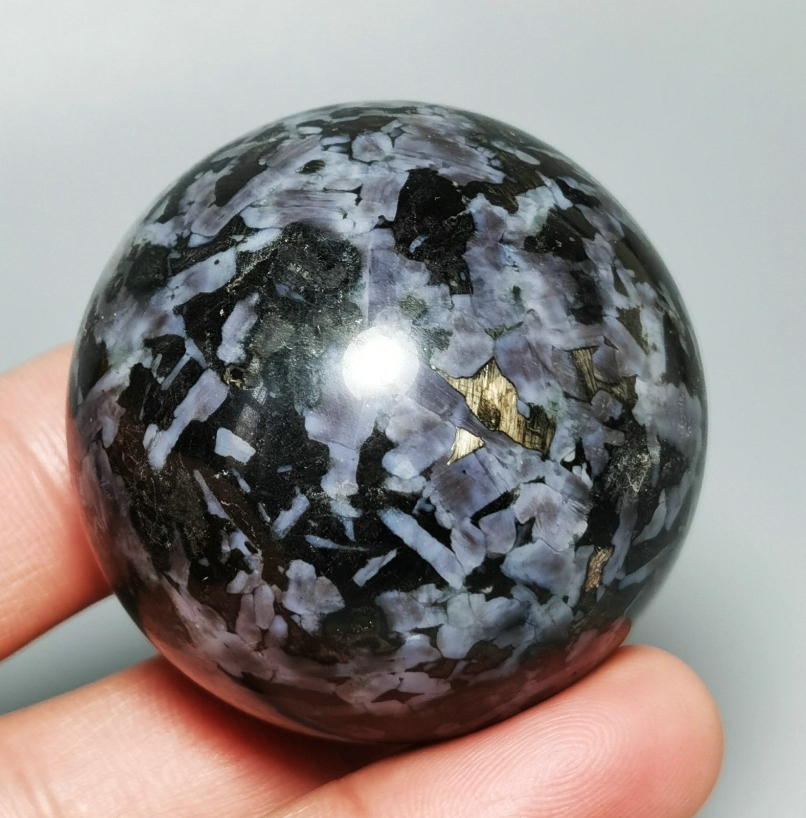 Natural Rare MERLINITE Mystic Sphere Ball Stone Magic Shaman Psilomelane Gabbro