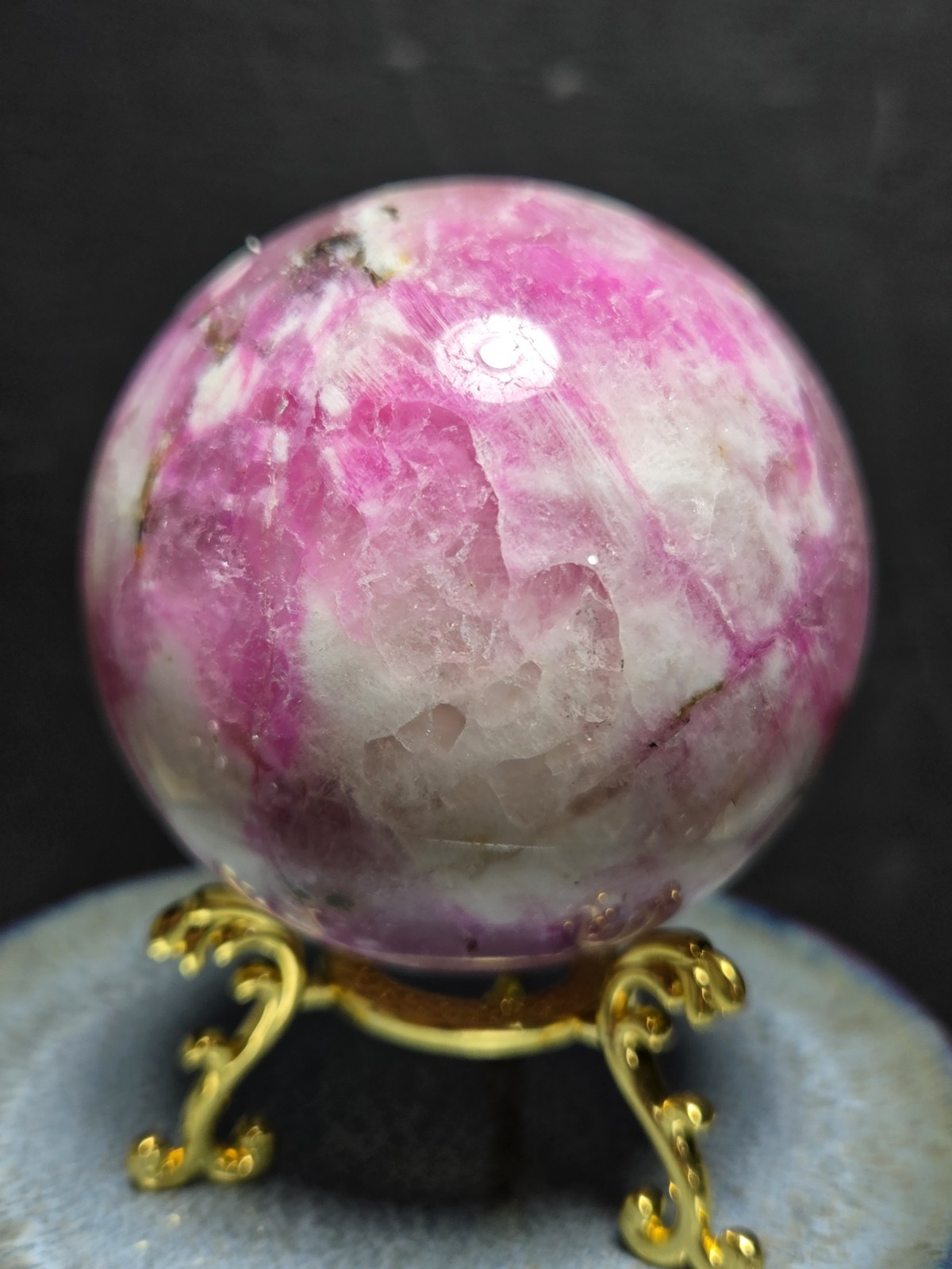 GORGEOUS RARE-CRAZY UV!!! PURPLE CLOUD QUARTZ SPHERE ~3.1in G69