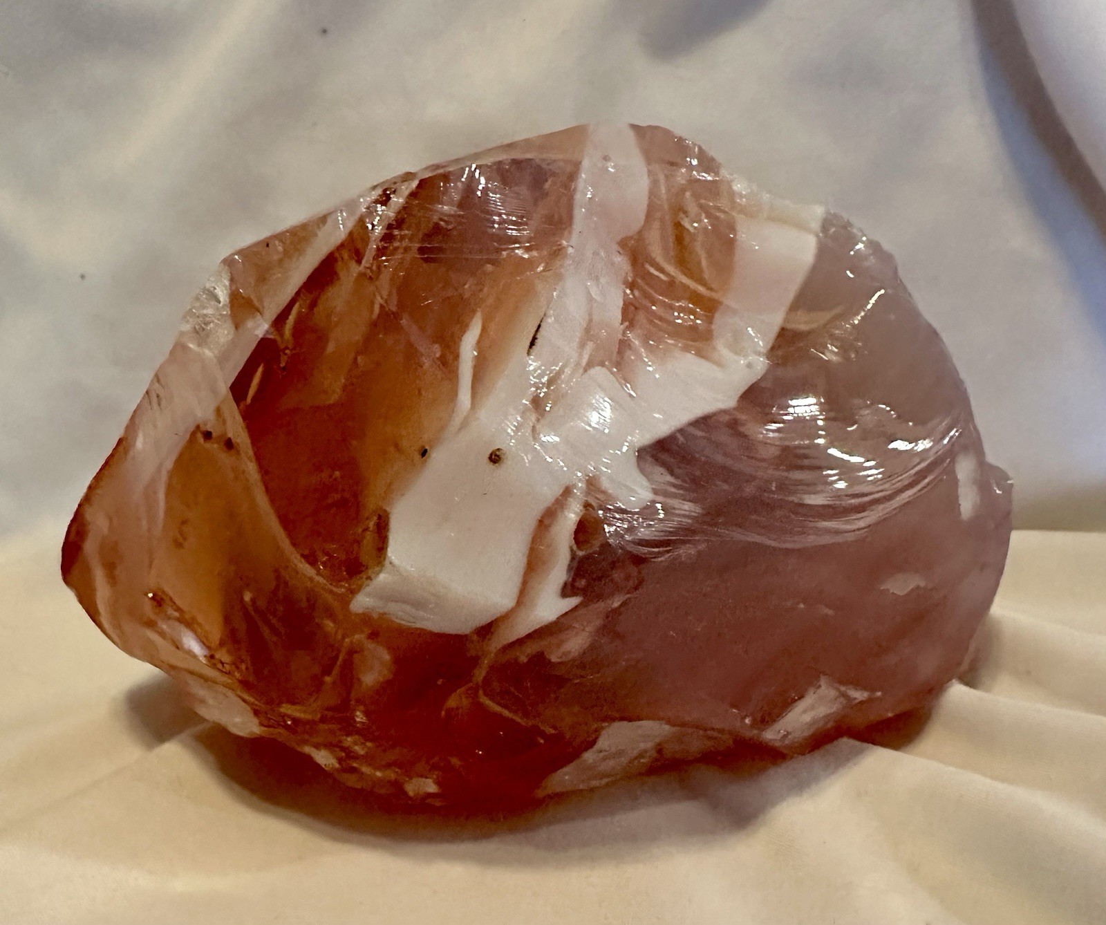 Natural Flame Pigeon Blood Red Chalcedony Agate 3.5 Lbs Pink Blush White