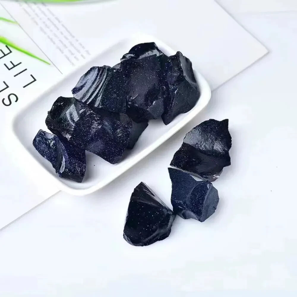 3Pcs Blue Goldstone Raw Stone Crystal Mineral Specimen Healing Energy Reiki Gift