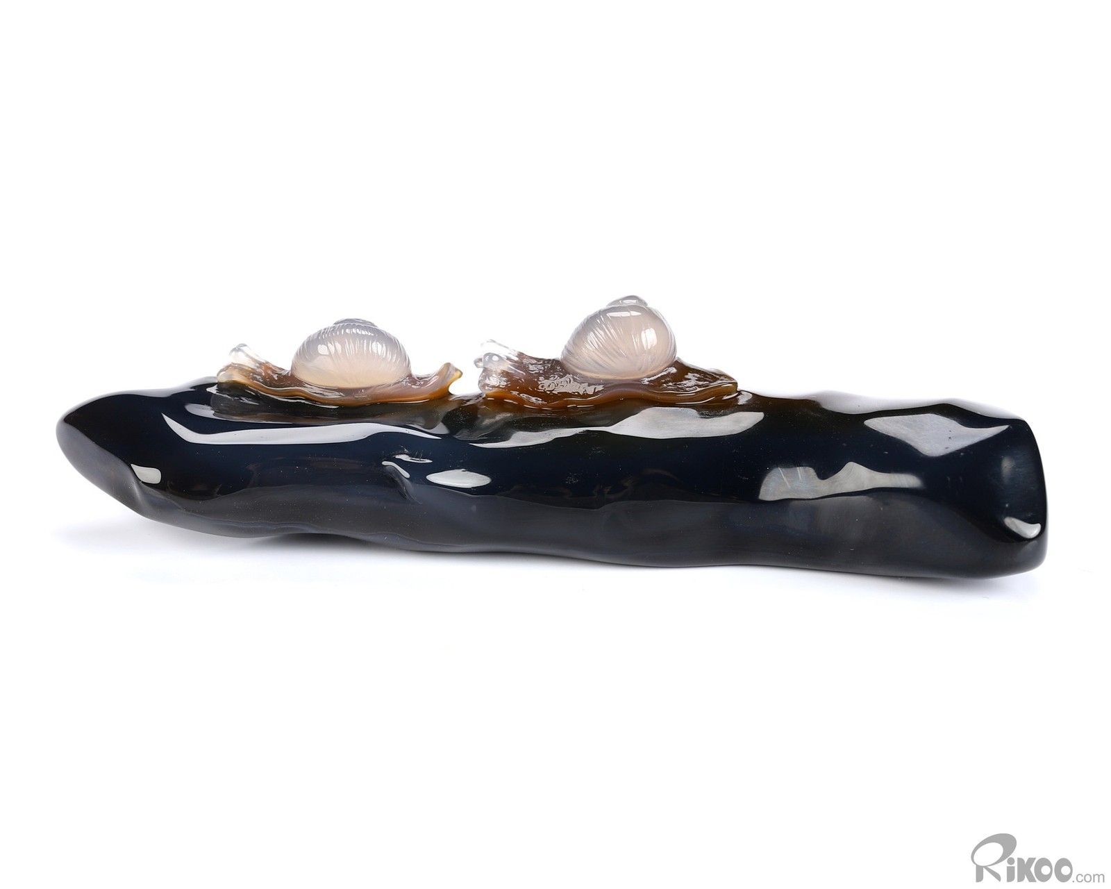 3.8″ Indian Agate Hand Carved Crystal Snails Sculpture, Crystal Healing