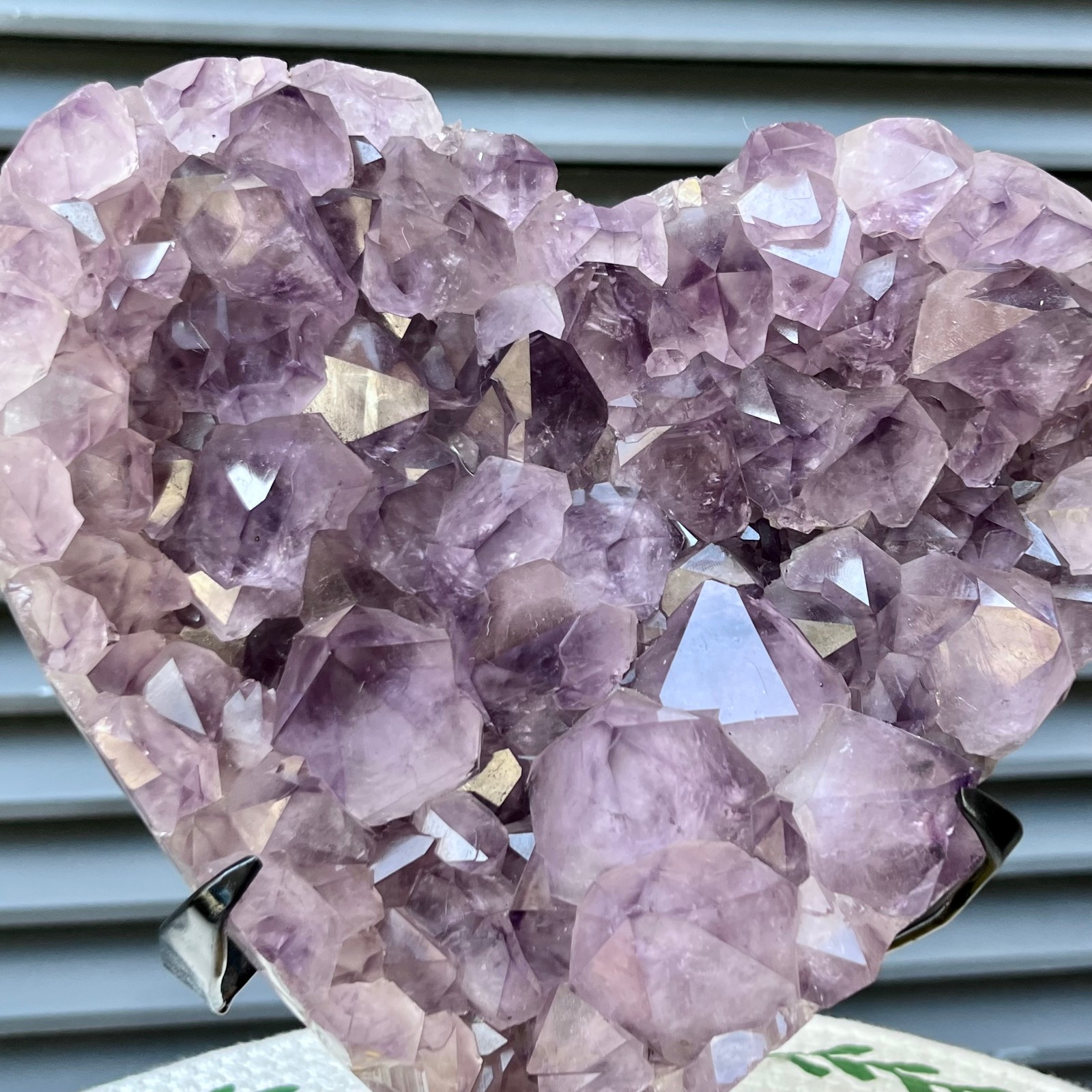 8.3 lb Natural Amethyst Cluster Heart Crystal Specimen Collectible Display Stand