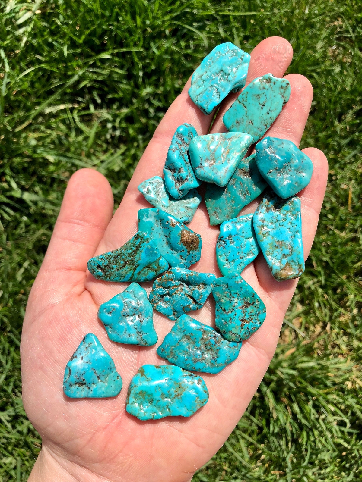 Turquoise Tumbled Stone (Grade A) Polished Natural Turquoise Stone from Mexico