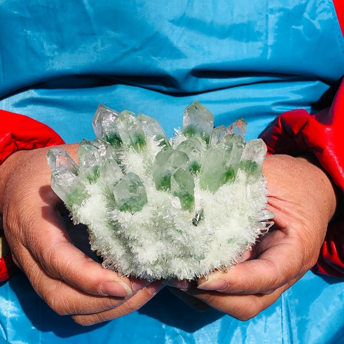2 piece Lab-Grown Green Crystal Clusters Healing Energy Home Decor 2.61LB