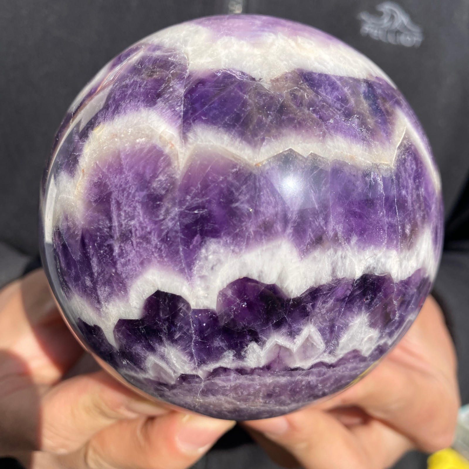 3.2lb Natural Dream Amethyst ball Quartz Crystal Chevron Amethyst Sphere Healing