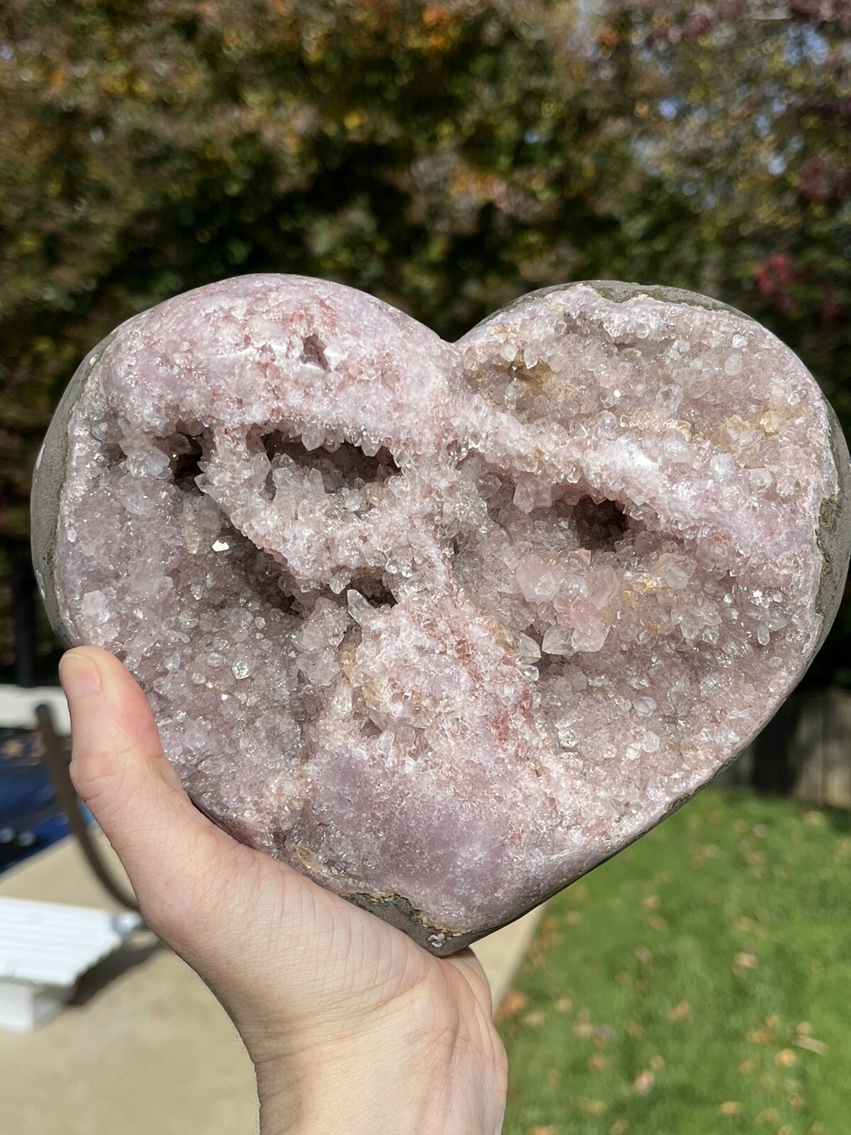 Pink Amethyst Druzy Heart – All Purple Crystal – 3Lbs 13oz – 8 Inch
