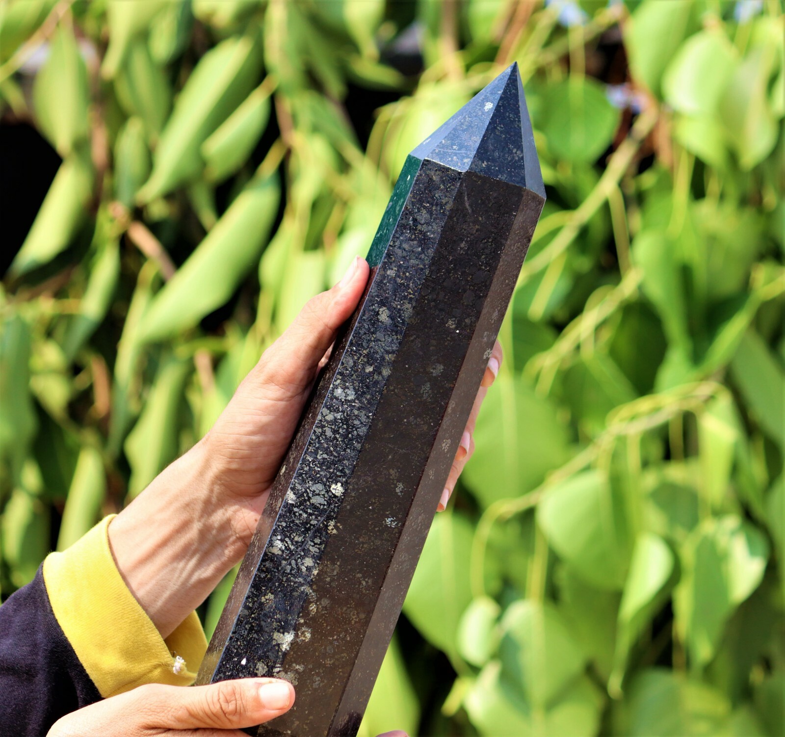 7.8LB 335MM Black Nuummite Stone Sorcerer’s Stone Healing Metaphysical Tower