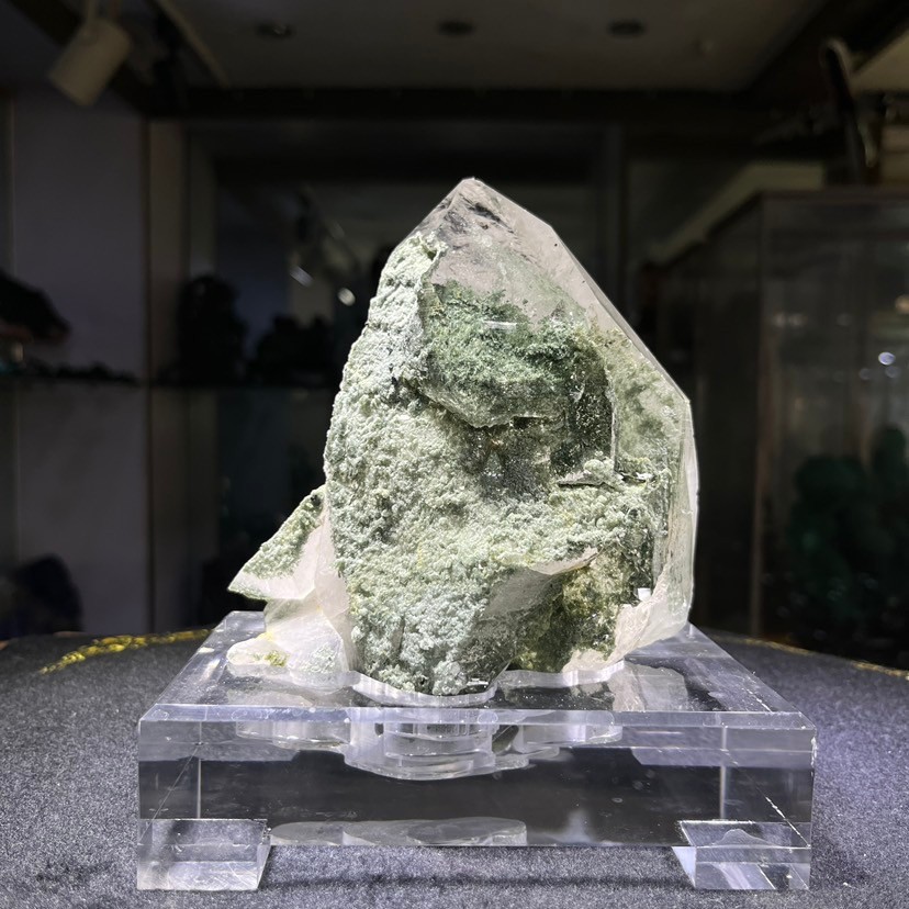 3.3LB top Natural Himalaya Crystal green Phantom Quartz Crystal Mineral+stand