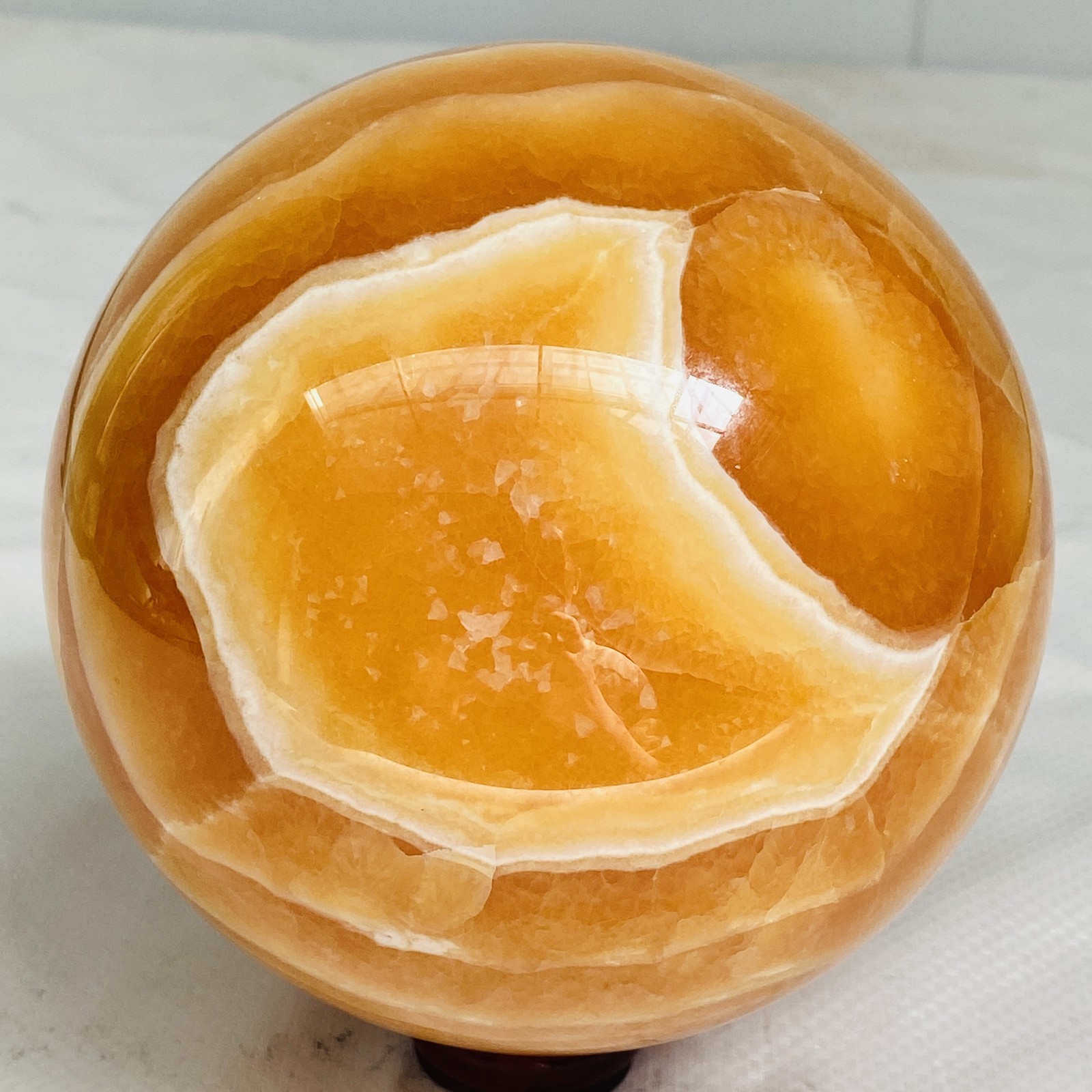 Natural Yellow Calcite Sphere Quartz Crystal Polished Ball Reiki Healing 2740G