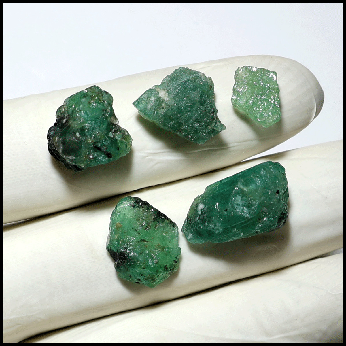Heart of Zambia— 5 PC Natural Zambian Emerald Earth Mined Raw Crystal Collection