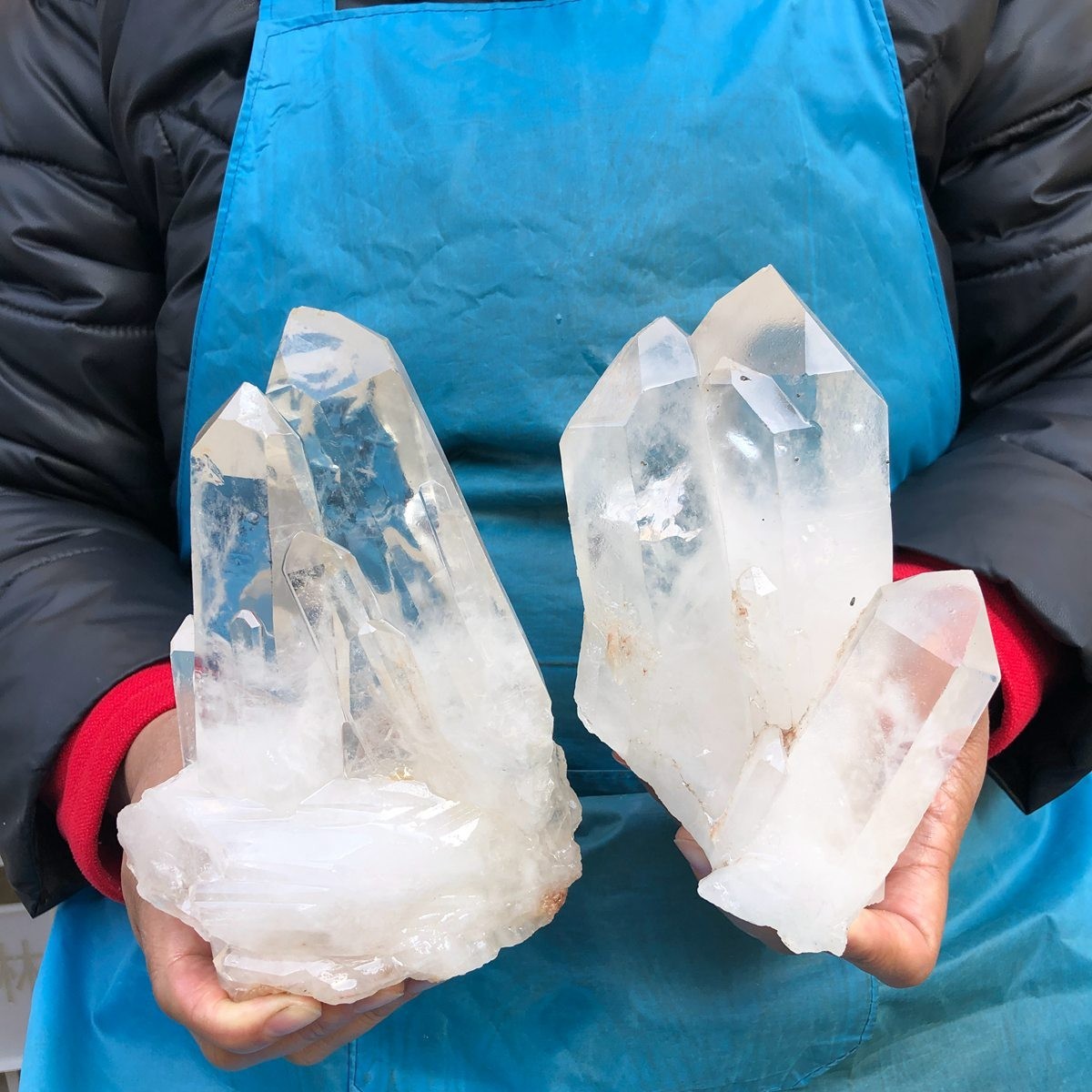 5.08LB 2pcs Natural White Clear Quartz Crystal Cluster Rough Healing Specimen