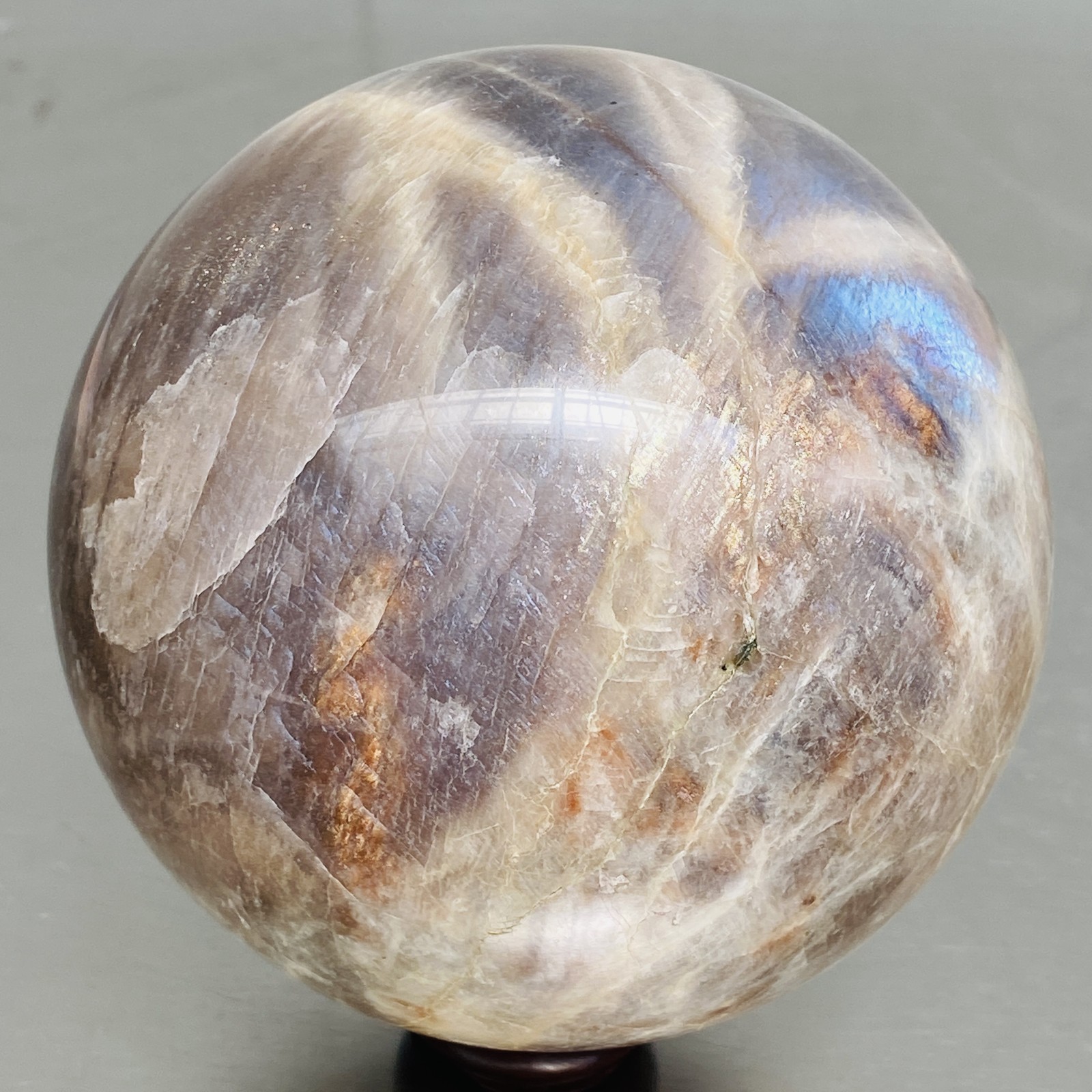 Natural Gray moonstone sphere quartz Crystal ball Healing 2040G (4.5LB)