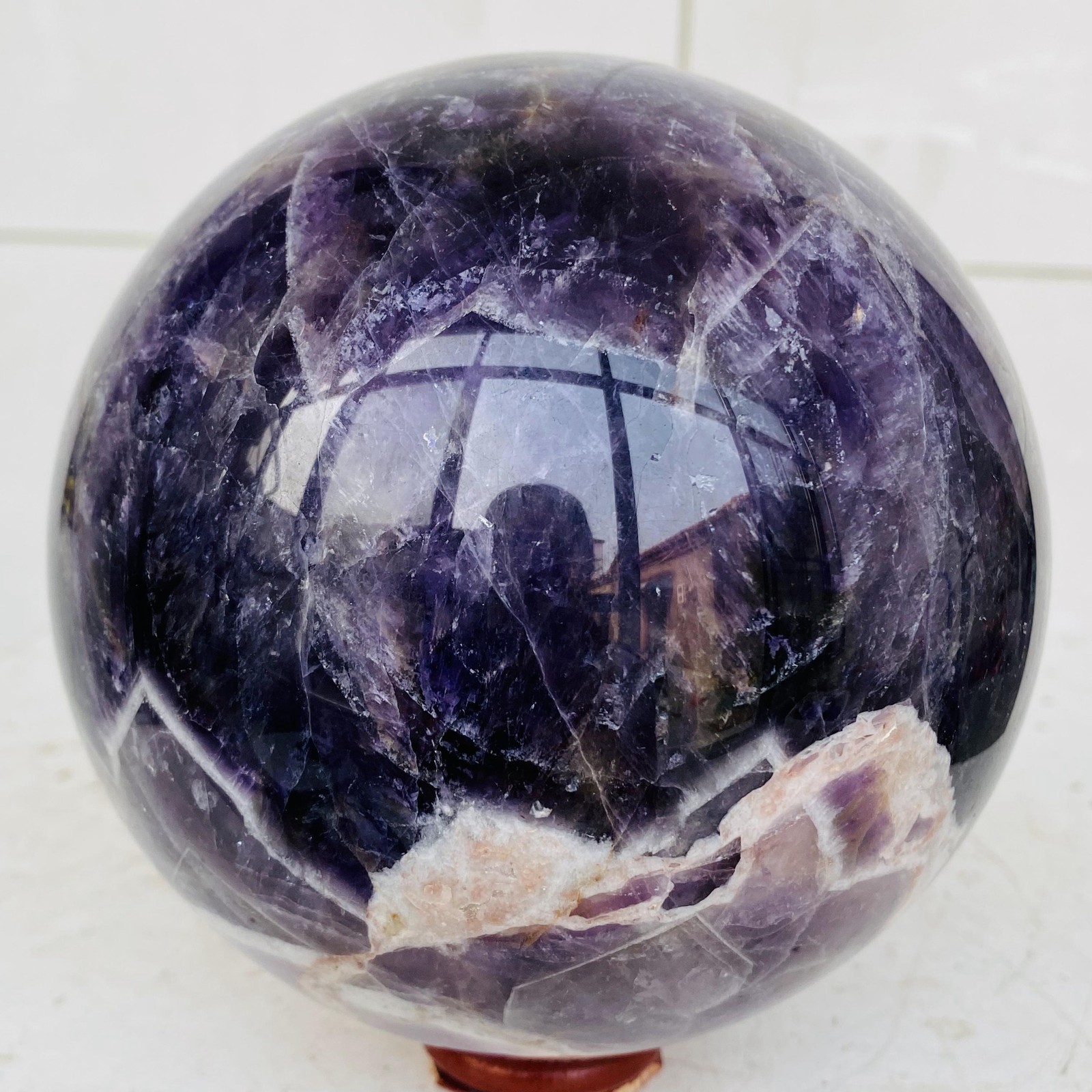 Natural Dream Amethyst Quartz Crystal Sphere Ball Healing 2580g