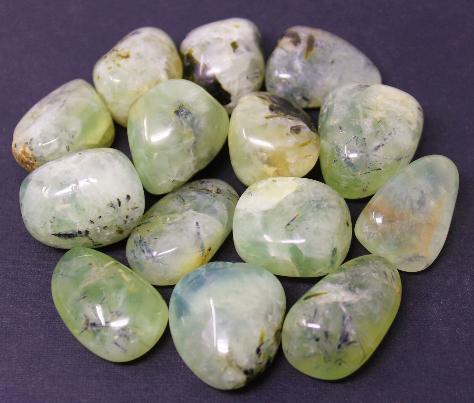 2 Large Prehnite with Epidote Tumble Stone (Crystal Healing Reiki Tumbled)