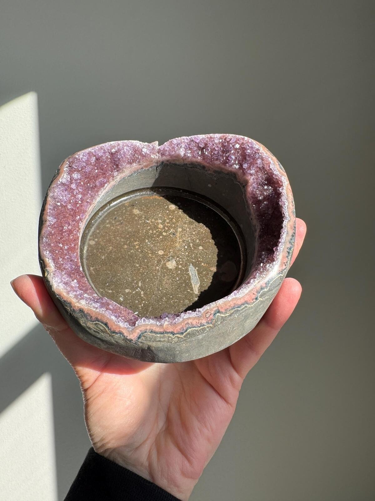 Galaxy Amethyst Crystal Cluster Geode Tea Light Candle Holder Plant Stand A11