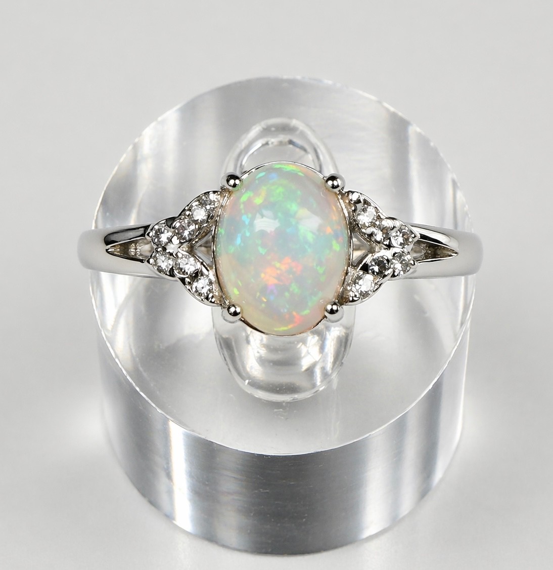 Wholesale 7 Pcs Natural Opal Stainless Steel Rings 7x9mm
