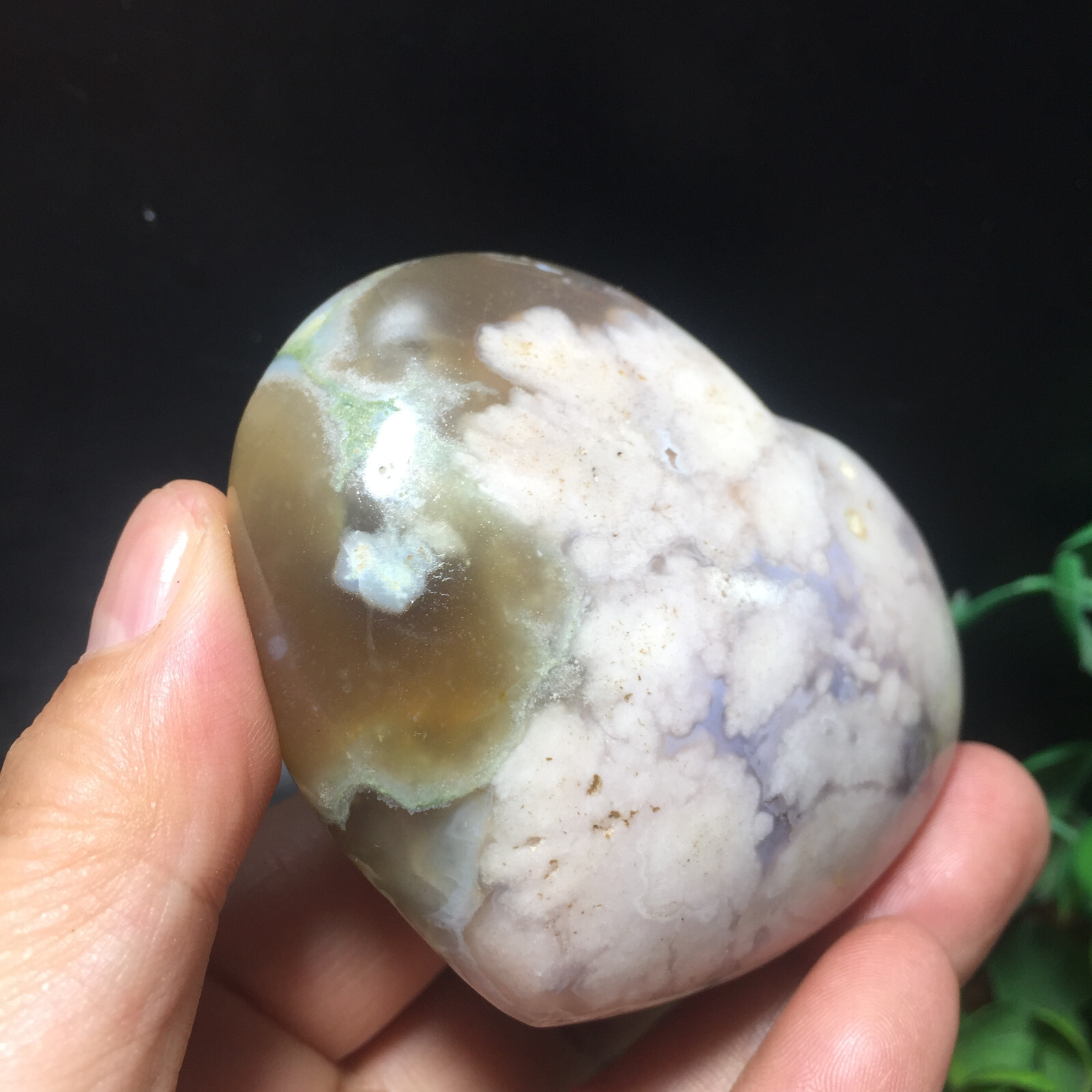 151g Natural Sakura Agate Heart Hand Carved Gift Healing 102