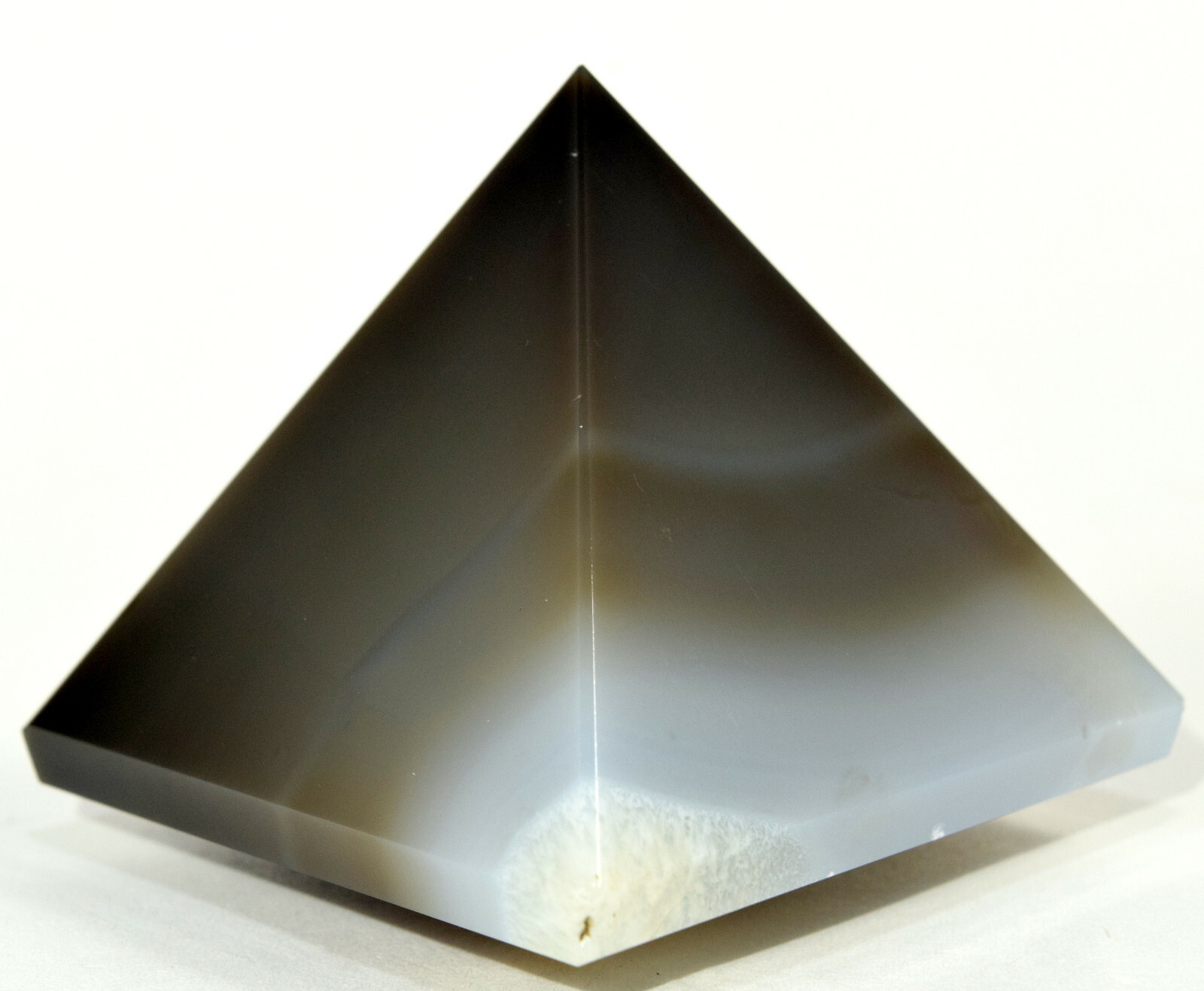 2.2″ Banded Agate Pyramid Natural Black White Chalcedony Crystal Stone – India