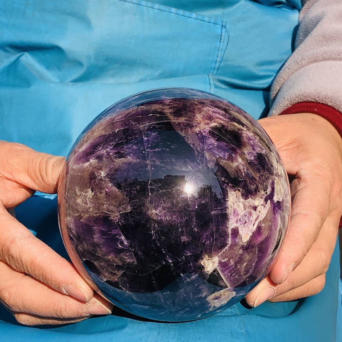 4.42LB Natural Dreamy Amethyst ball Quartz crystal Sphere Crystal Healing