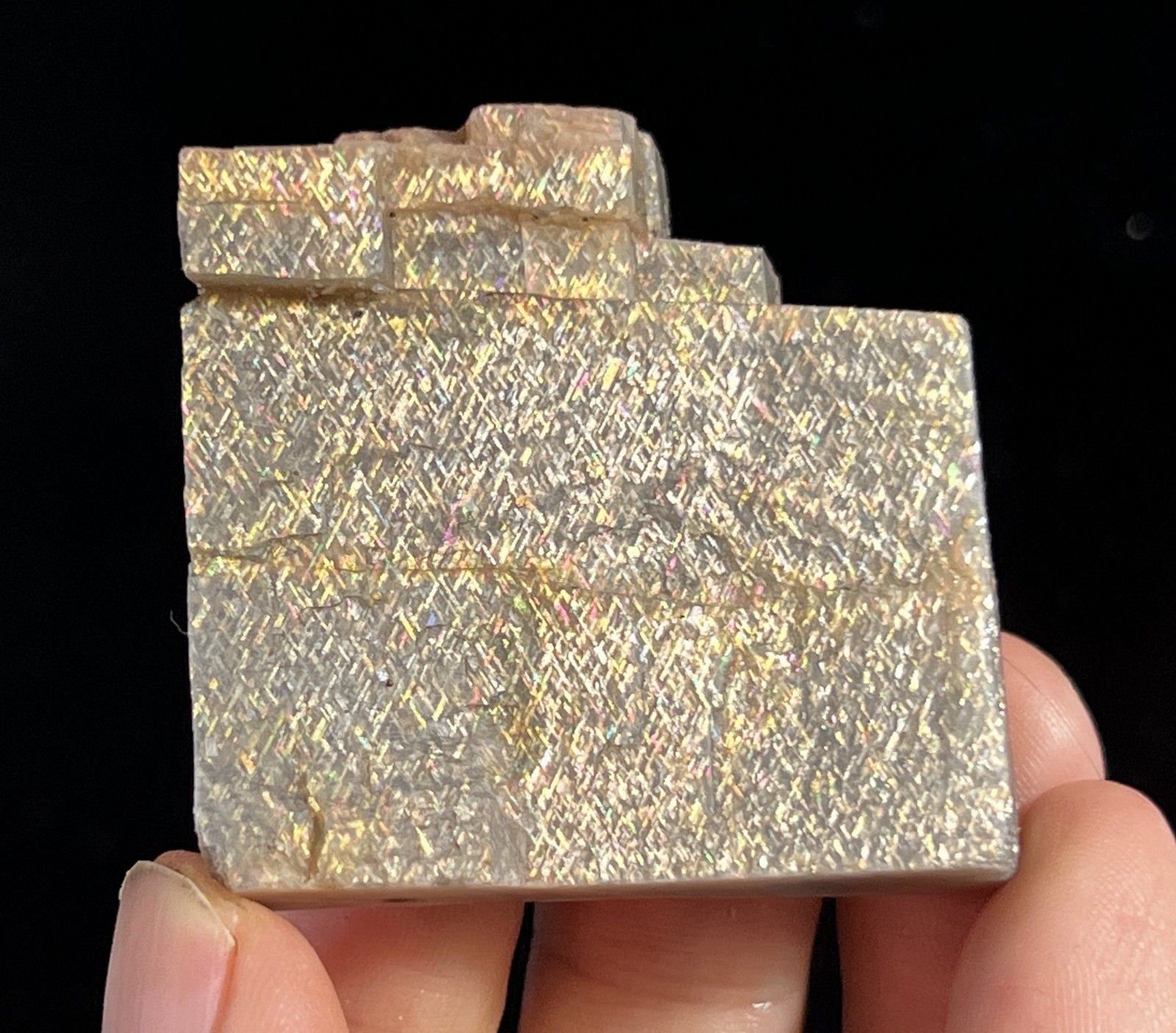 155ct 42mm RAW Rainbow Lattice Sunstone, both sides beautiful