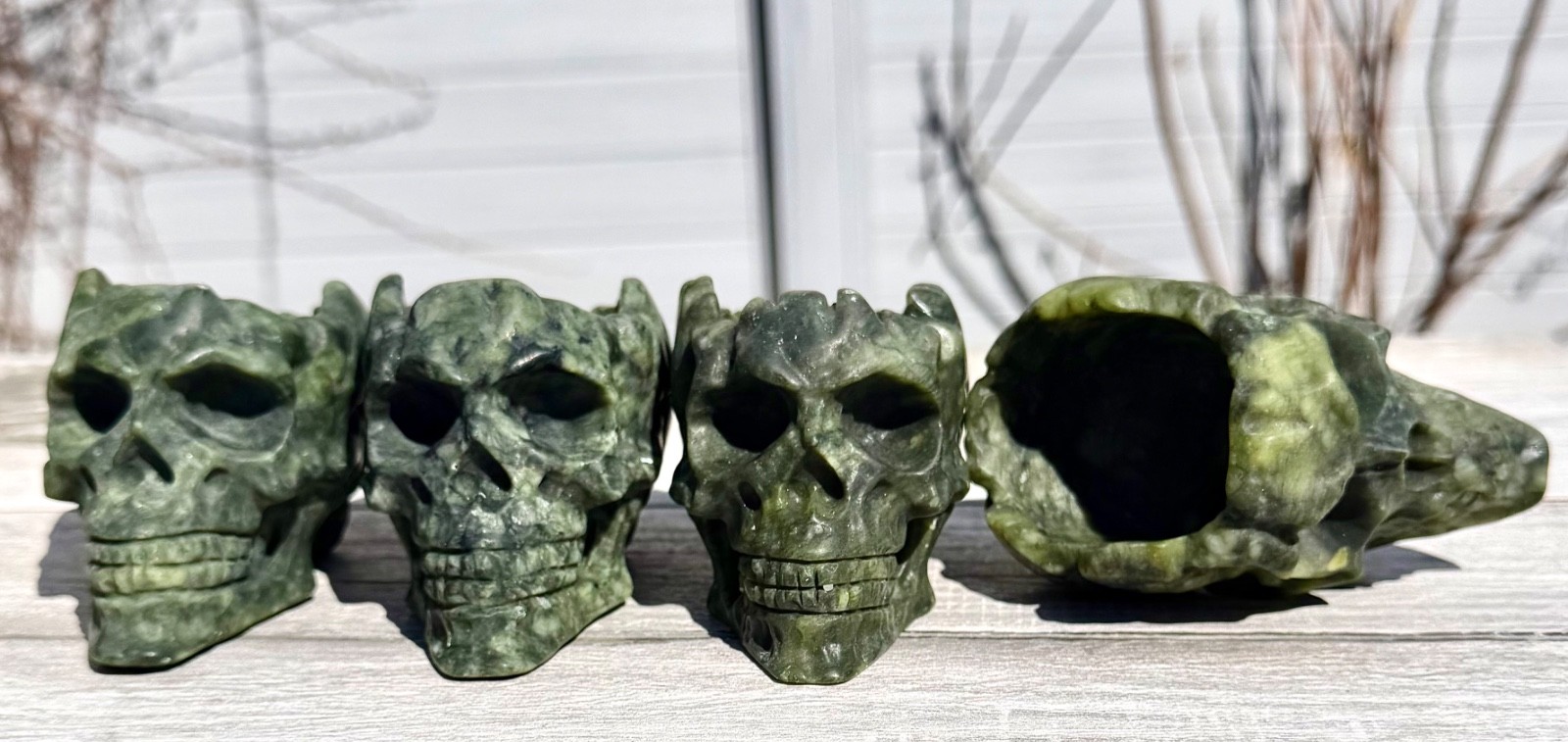 Wholesale Lot 4 PCs Nephrite Jade Skull Bowl Crystals Healing Energy