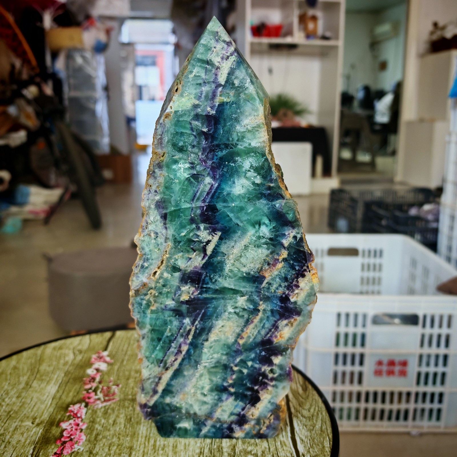 6.38LB Restoration of Natural Colored Fluorite Crystal Specimens 2900g