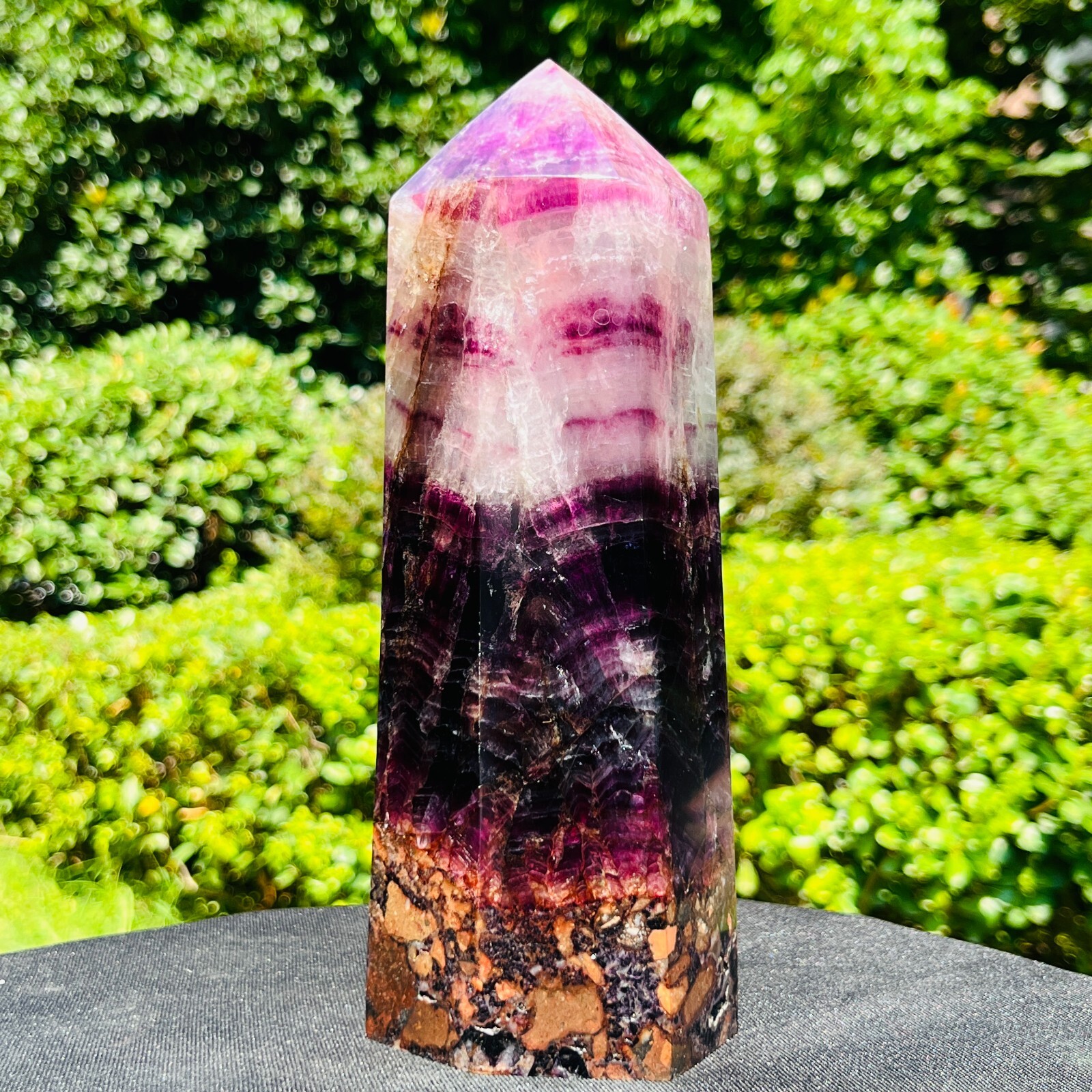 3.6LB Natural Fluorite crystal Hexagonal point Column Healing Reiki Stone 275