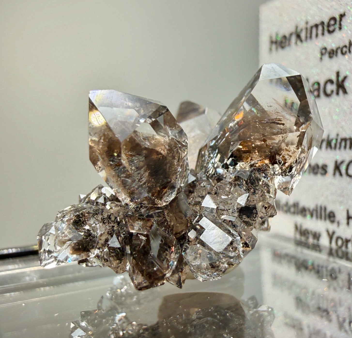 Herkimer Diamond Gems Perched on Druzy Matrix, Complete Floater, Top Shelf Piece