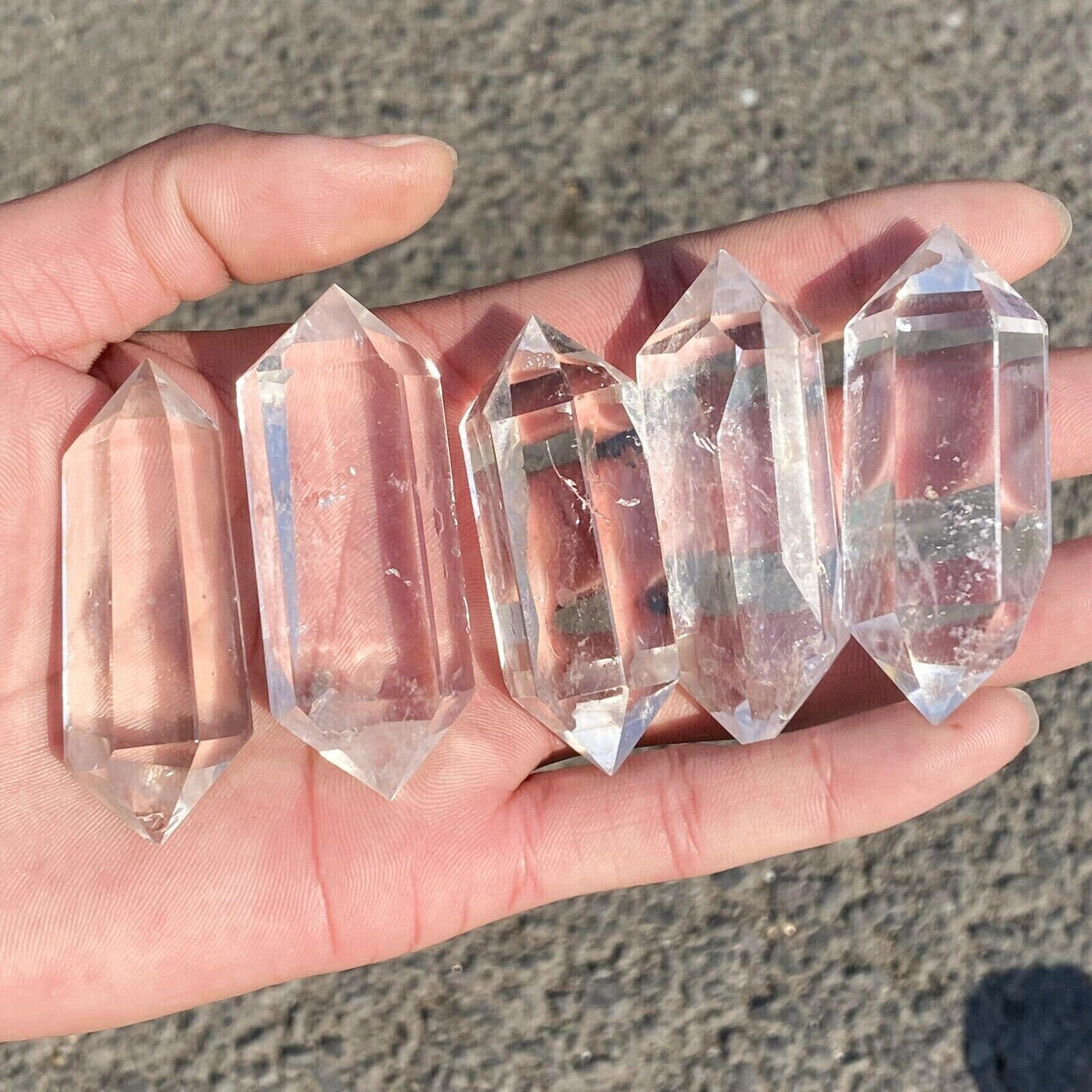 4LB Natural Clear Quartz double Obelisk Crystal Wand Tower Point HealingWholesal