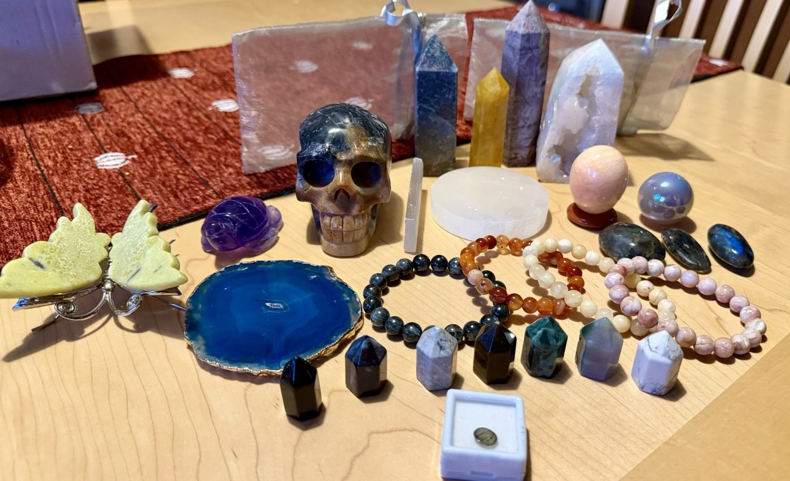 Natural Stone TOWERS SPHERE CARVED SKULL TURTLE RUBY LABRADORITE AGATE Lot