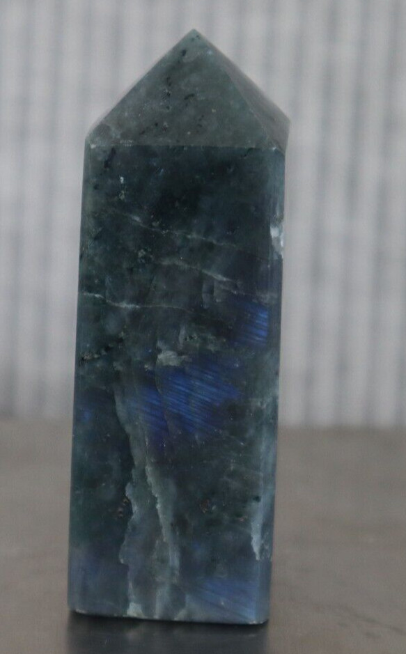LABRADORITE POINT (4 SIDED) 3.20 INCHES TALL/ 130.7 GRAMS