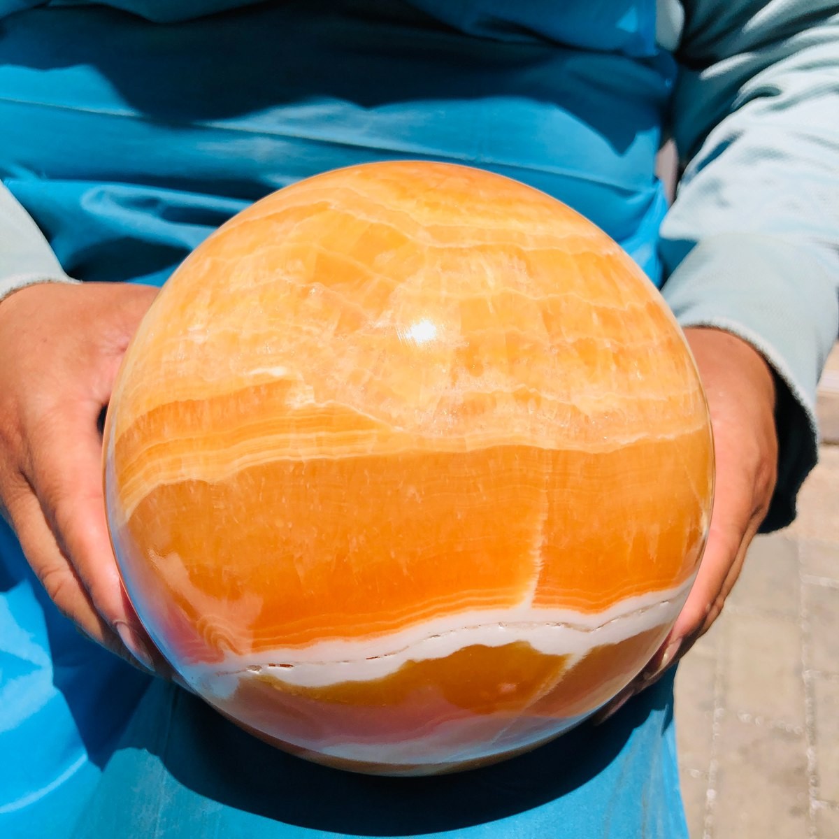 4110G Top Natural Yellow Calcite Ball Quartz Crystal Ball Reiki Healing 5526