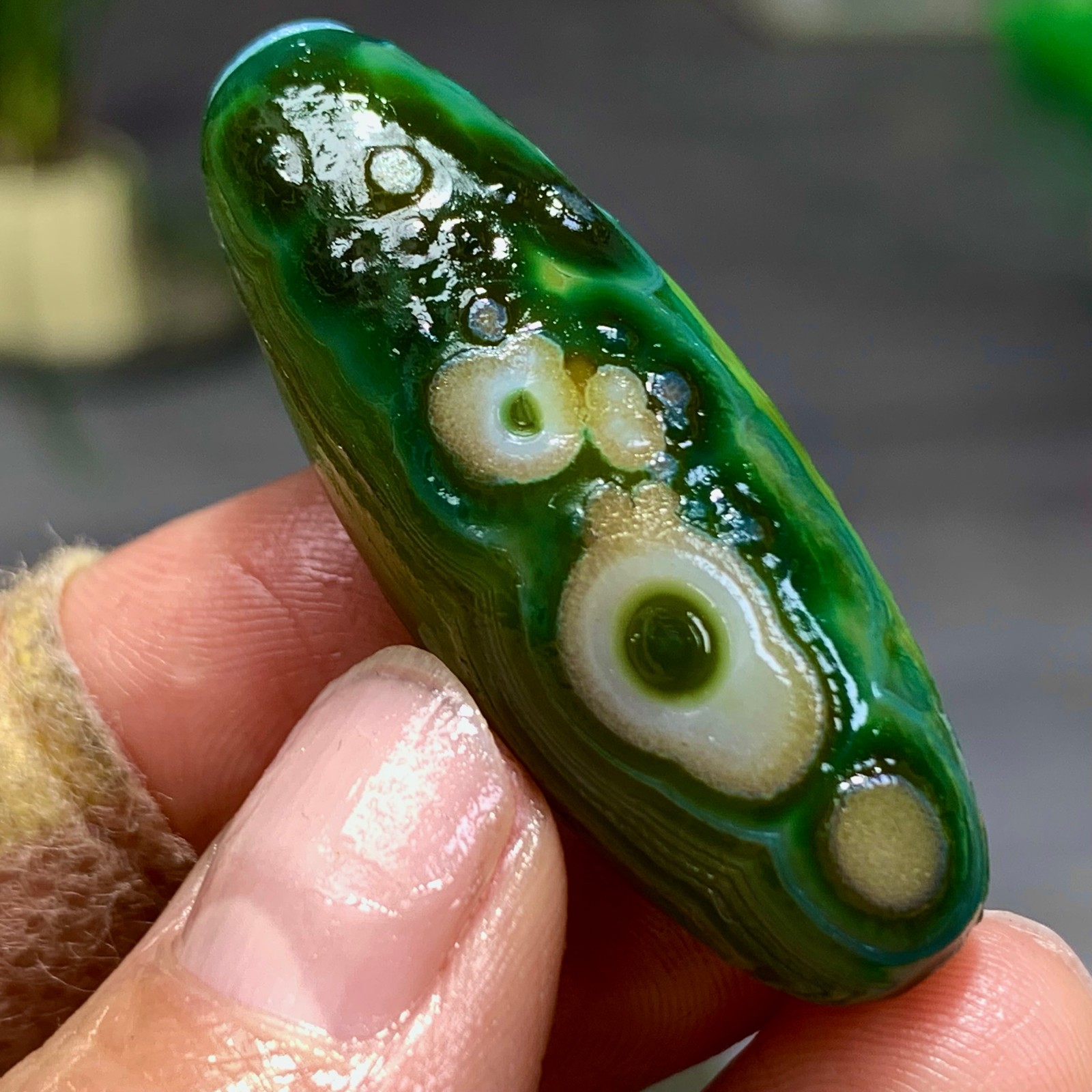 13G Rare! Natural Gobi Agate eye Raw Stone/Crystal Palm Stone Madagascar