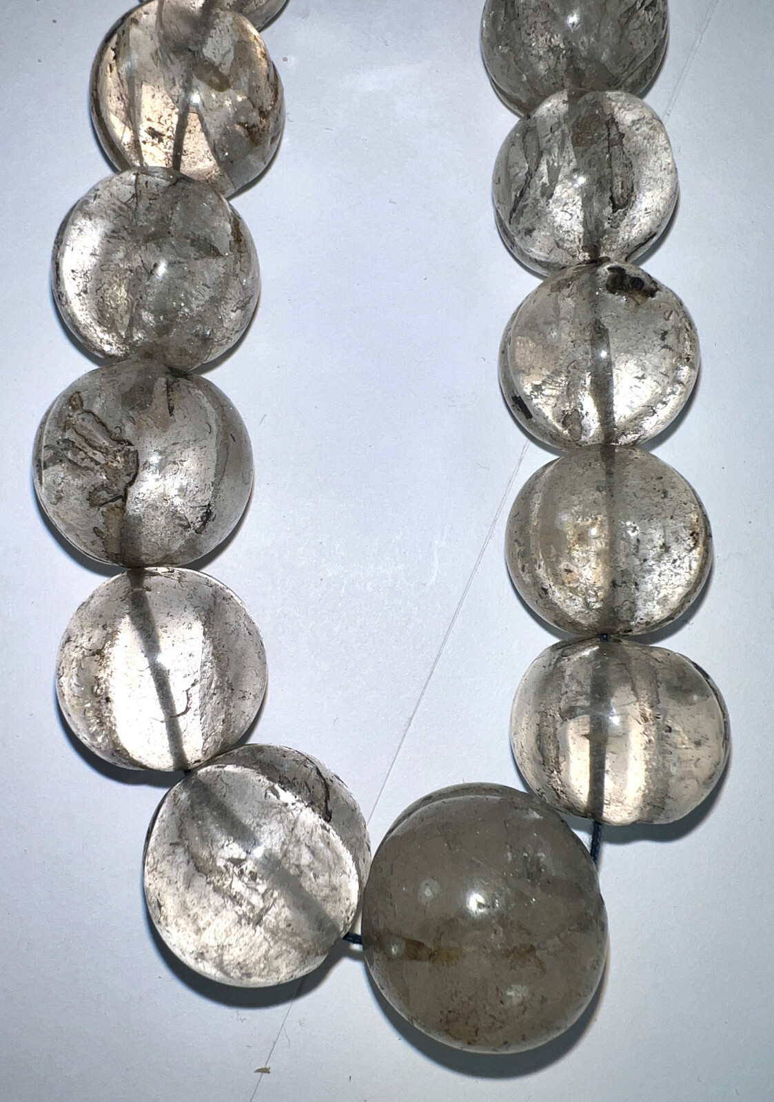 TIBETAN MELON SHAPED CRYSTAL QUARTZ BEAD NECKLACE NEPAL Late 19th century.