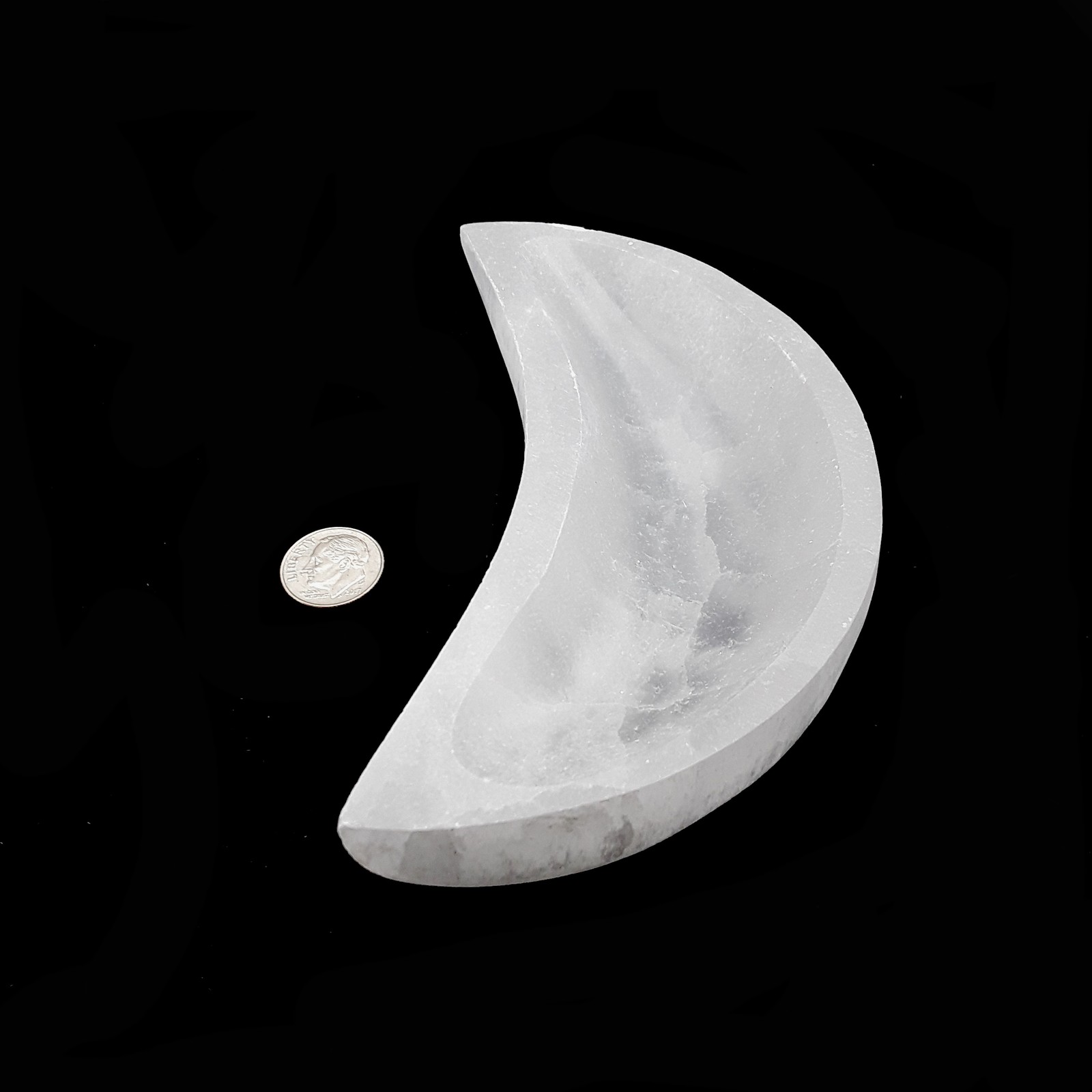 Selenite Crystal Crescent Moon Dish Charging Energy Bowl Approx 3×5″ Inches