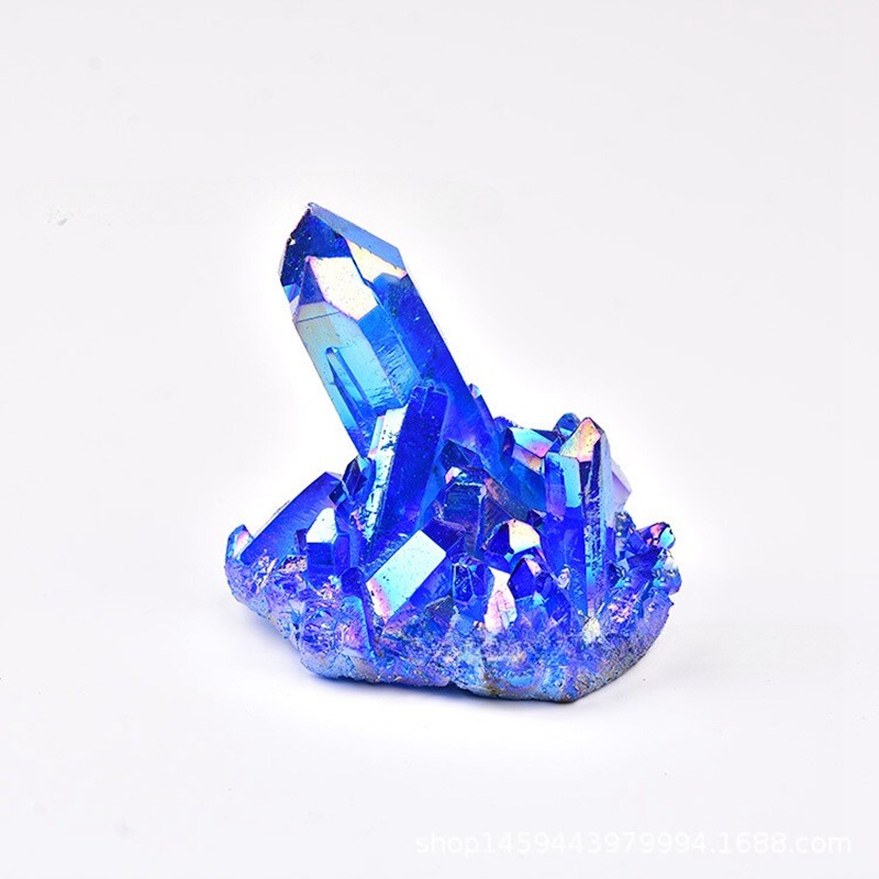 50g Natural Aura Blue Titanium Quartz Crystal Cluster VUG Specimens Stone Reiki