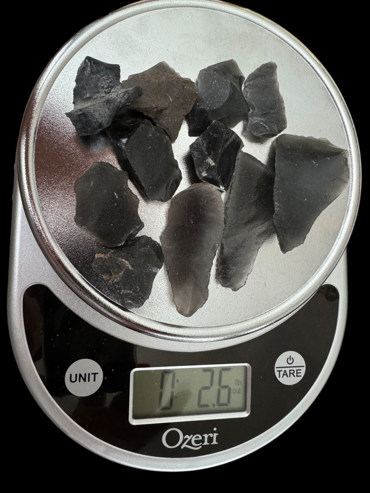 11 Piece Obsidian Rough Edge Shards For Lapidary Or Collecting 2.6 Oz Lot