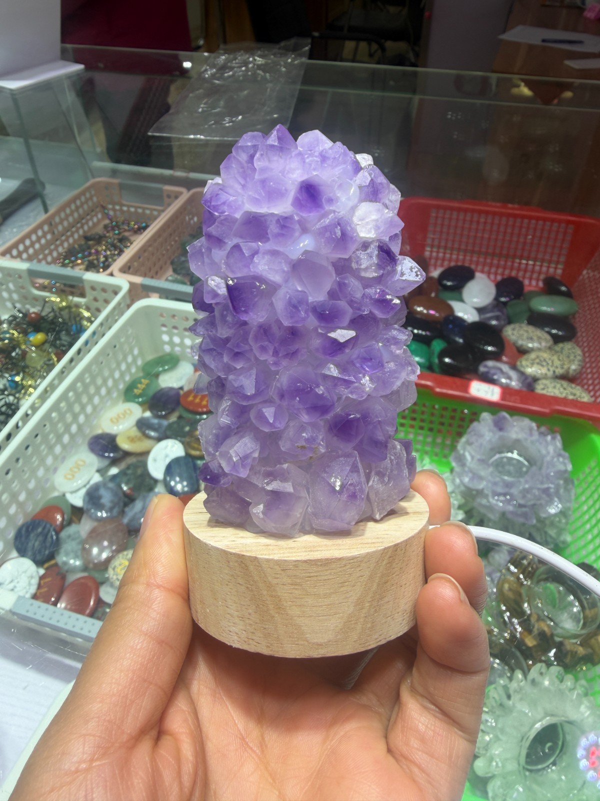 1pc natural amethys Crushed stone Quartz Crystal DIY USB Night lamp energy